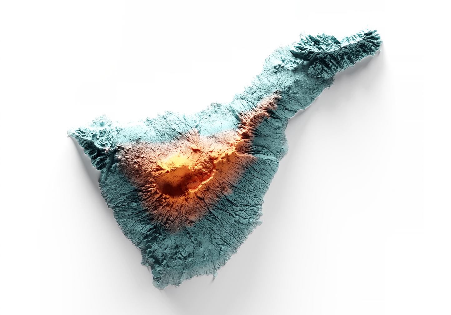 TENERIFE. Mapa de relieve con contraste.