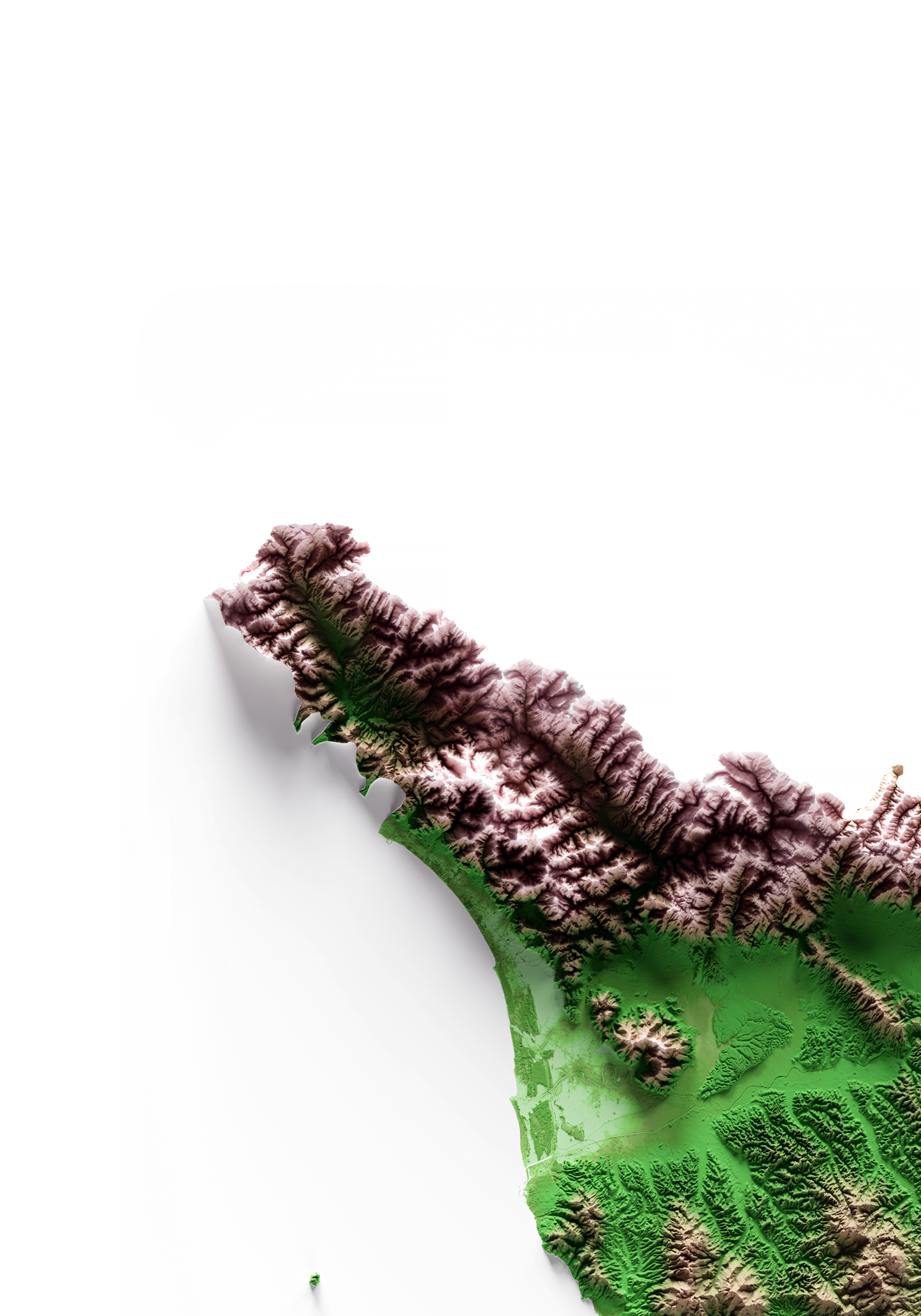 TOSCANA. Mapa de relieve clásico.