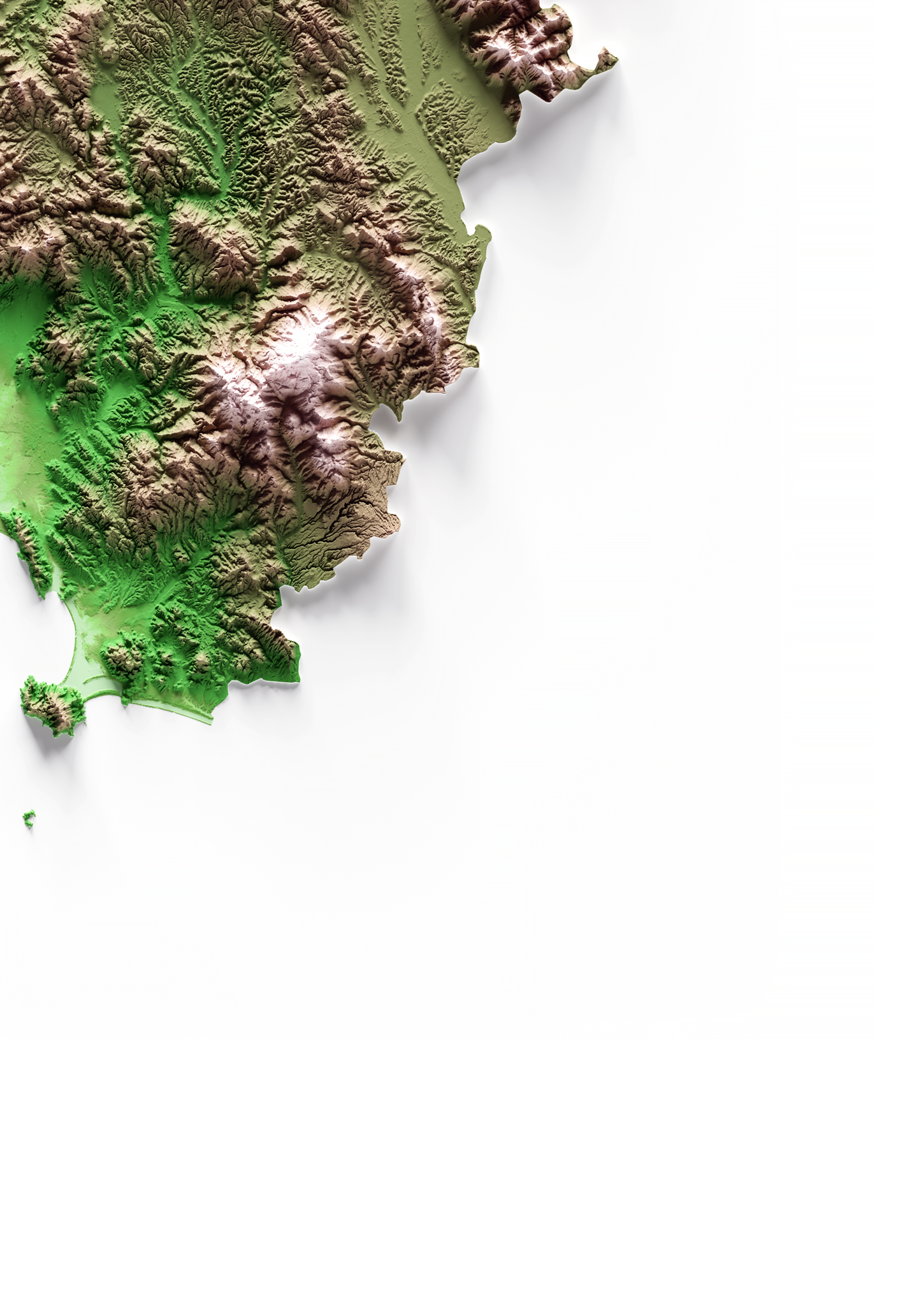 TOSCANA. Mapa de relieve clásico.