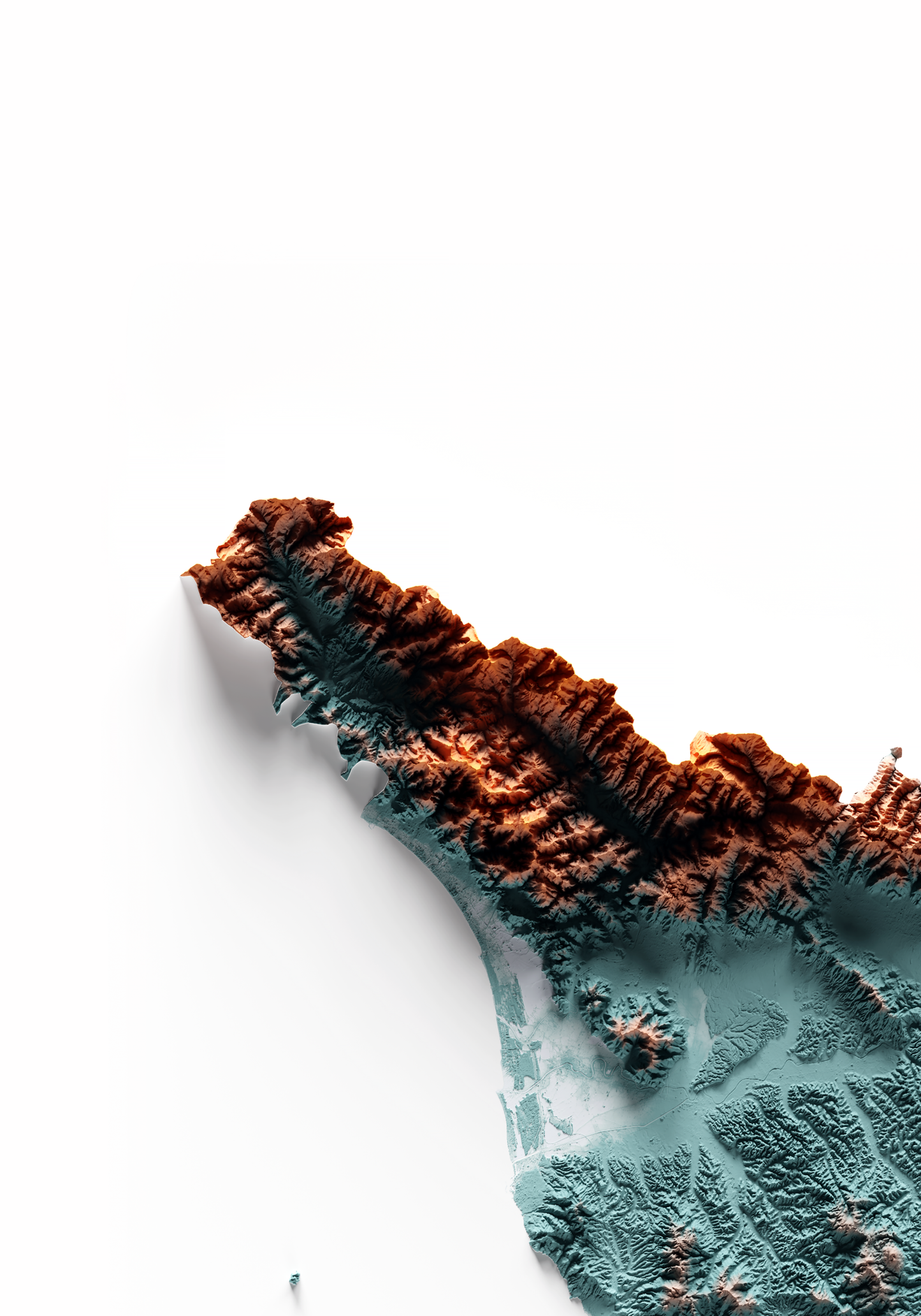 TOSCANA. Mapa de relieve con contraste.
