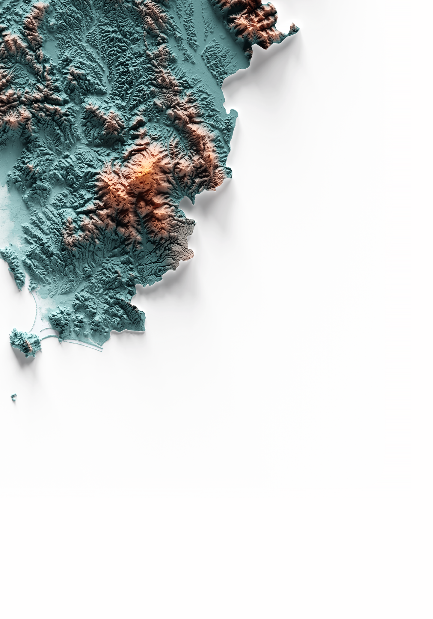 TOSCANA. Mapa de relieve con contraste.