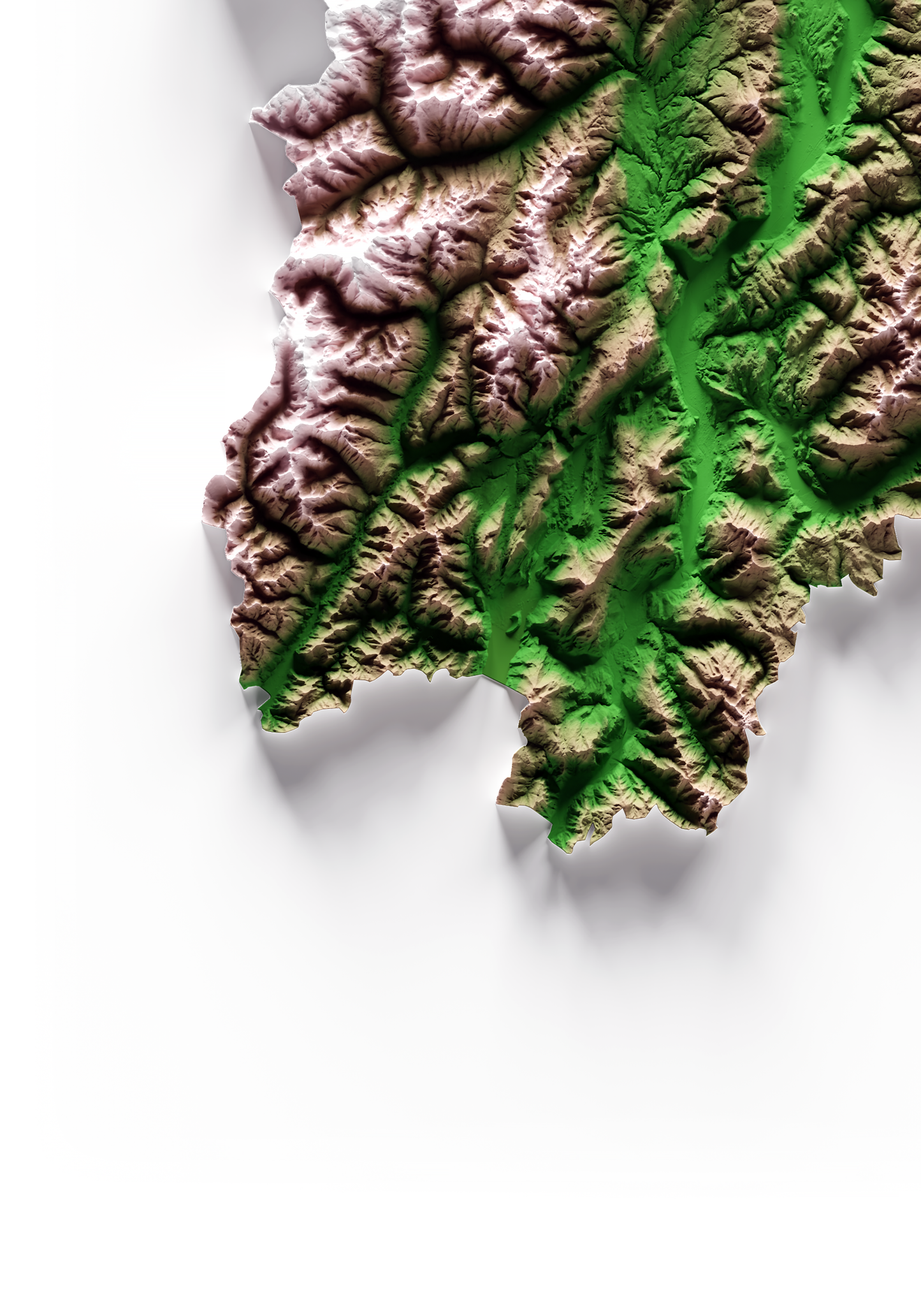 TRENTINO-ALTO ADIGIO. Mapa de relieve clásico.