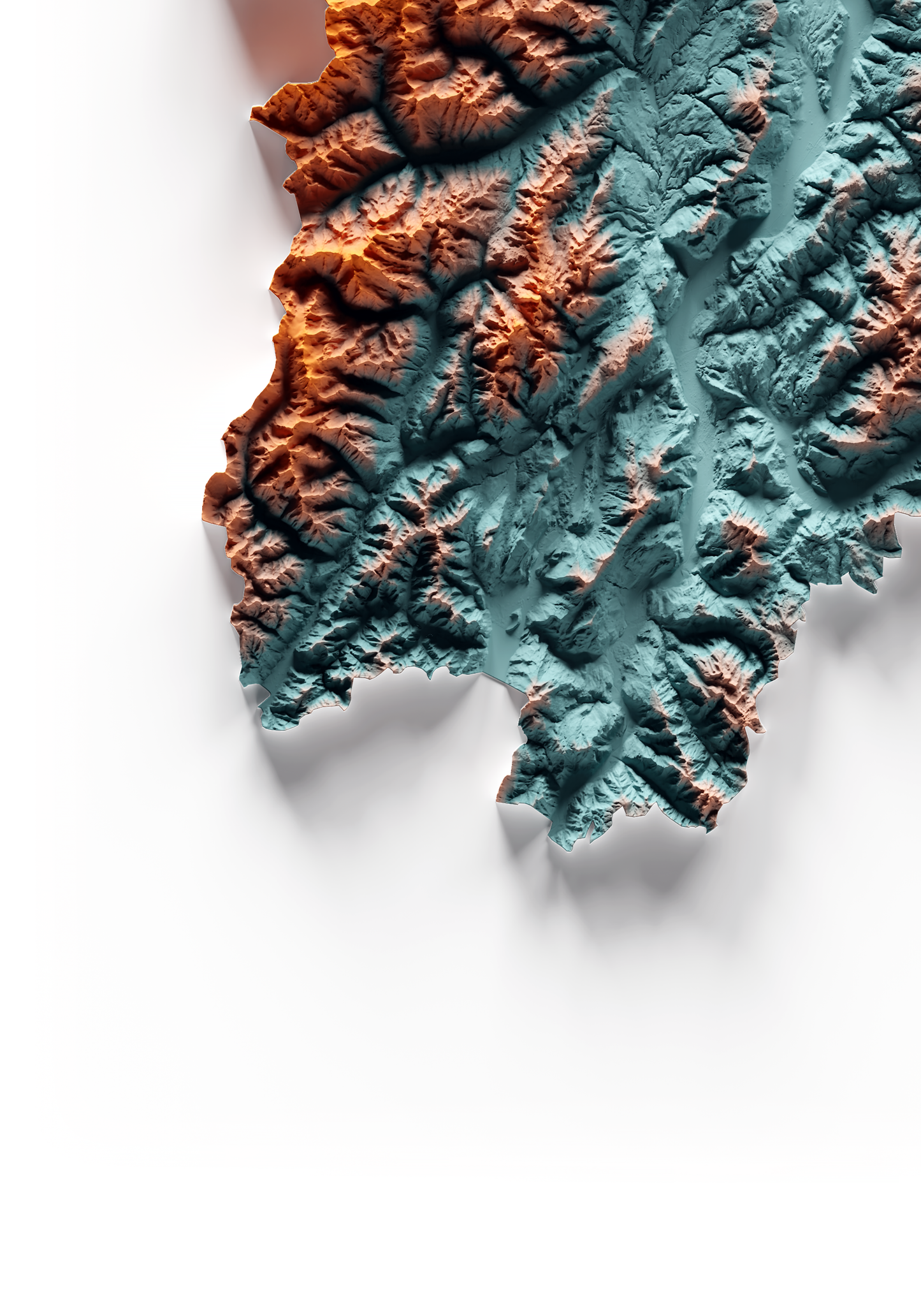 TRENTINO-ALTO ADIGIO. Mapa de relieve con contraste.