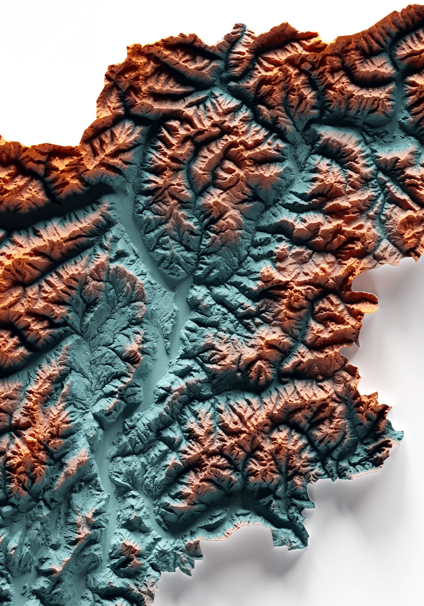 TRENTINO-ALTO ADIGIO. Mapa de relieve con contraste.