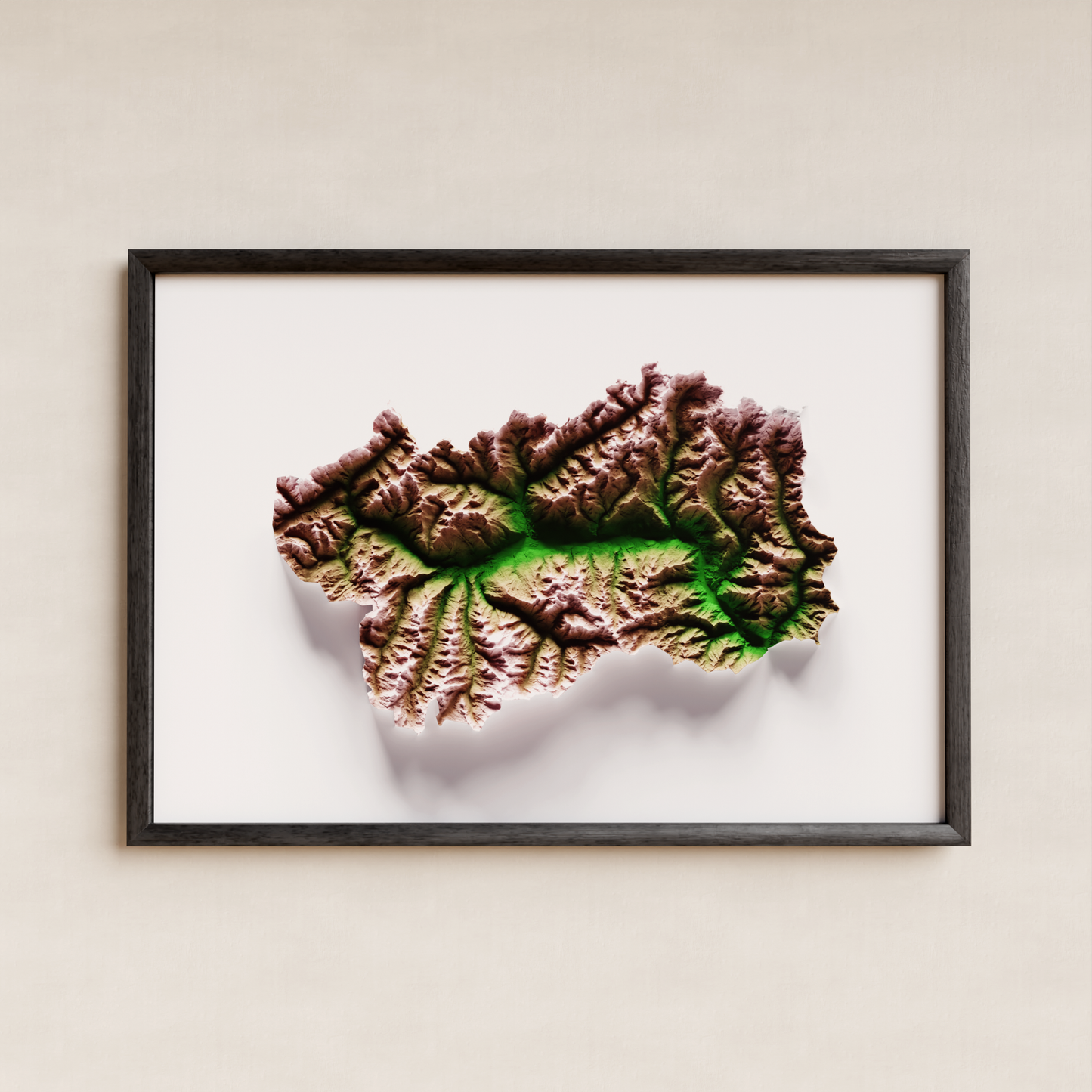VALLE DE AOSTA. Mapa de relieve clásico.