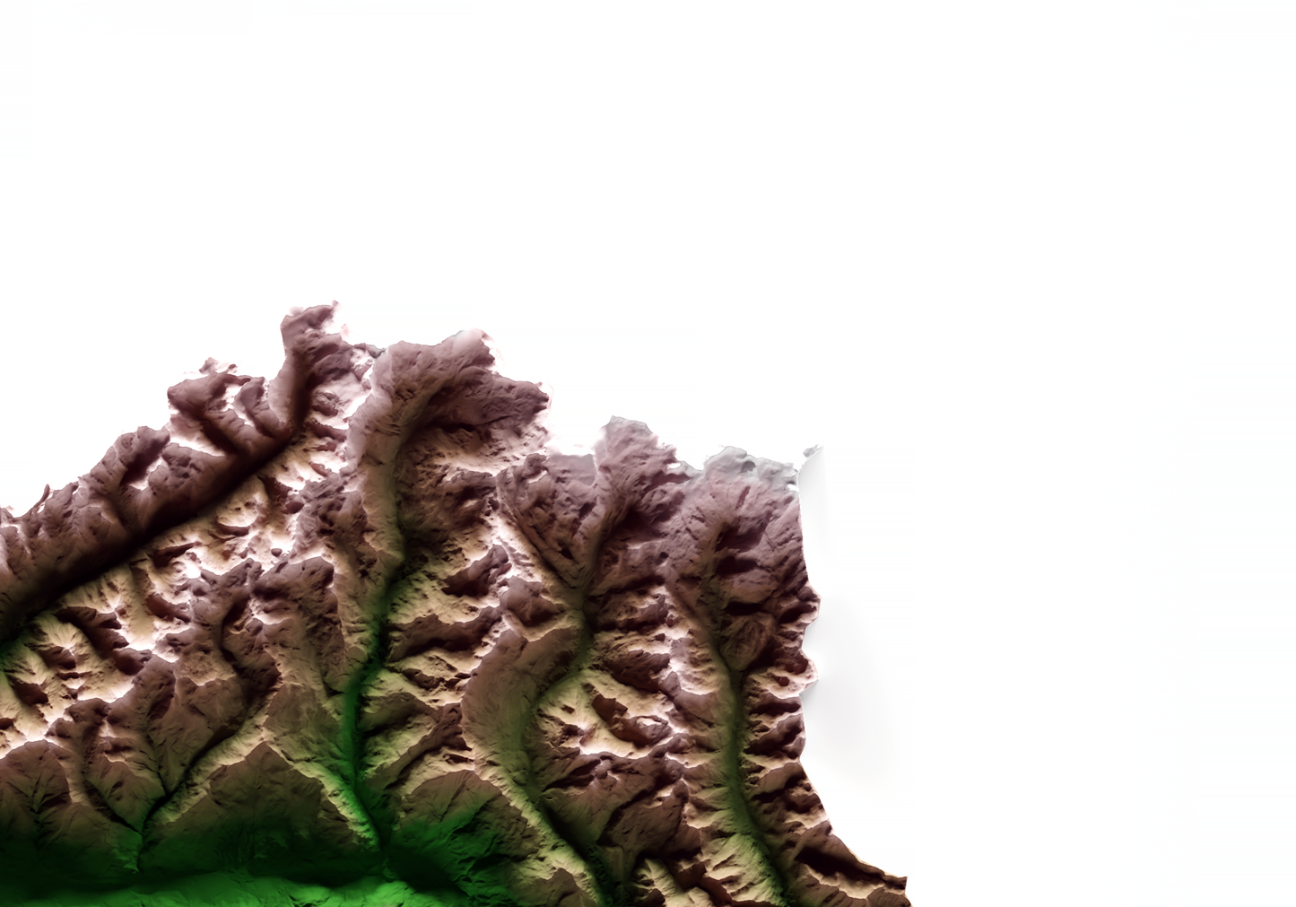 VALLE DE AOSTA. Mapa de relieve clásico.