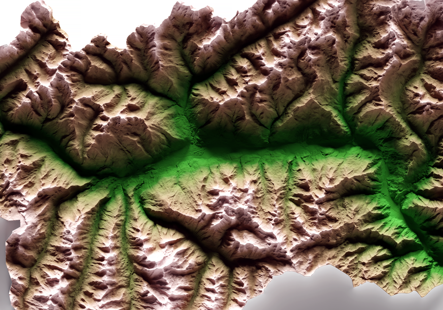 VALLE DE AOSTA. Mapa de relieve clásico.