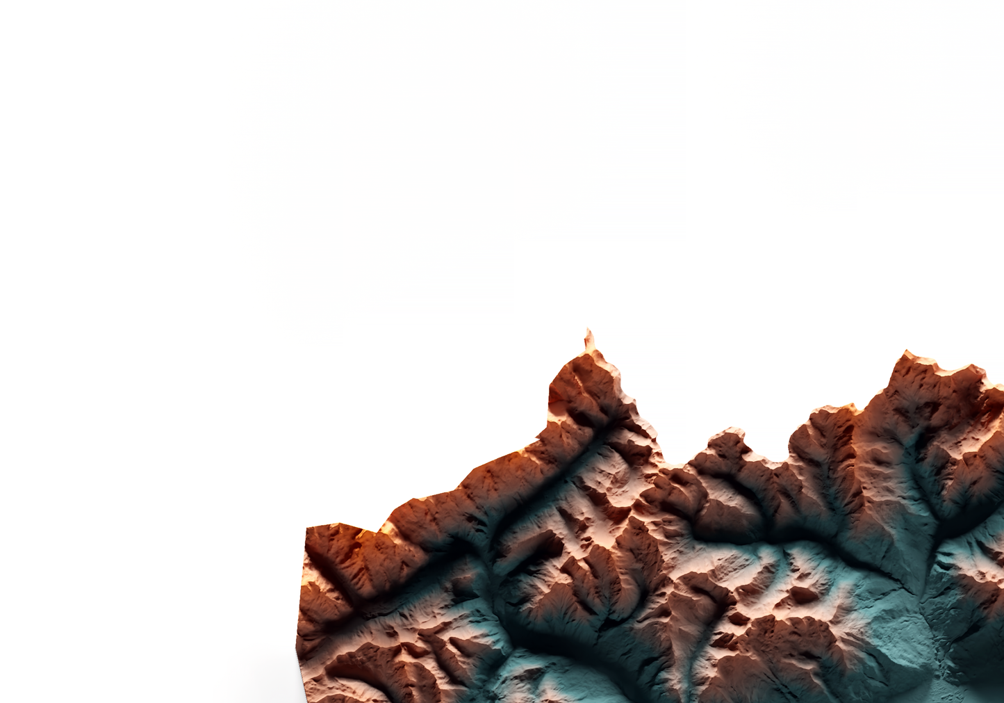 VALLE DE AOSTA. Mapa de relieve con contraste.