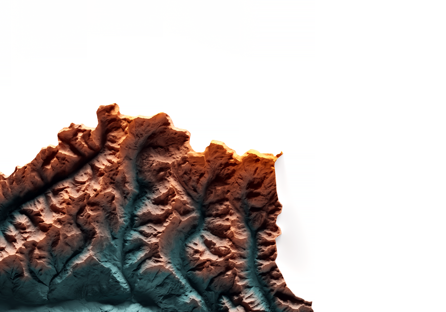 VALLE DE AOSTA. Mapa de relieve con contraste.