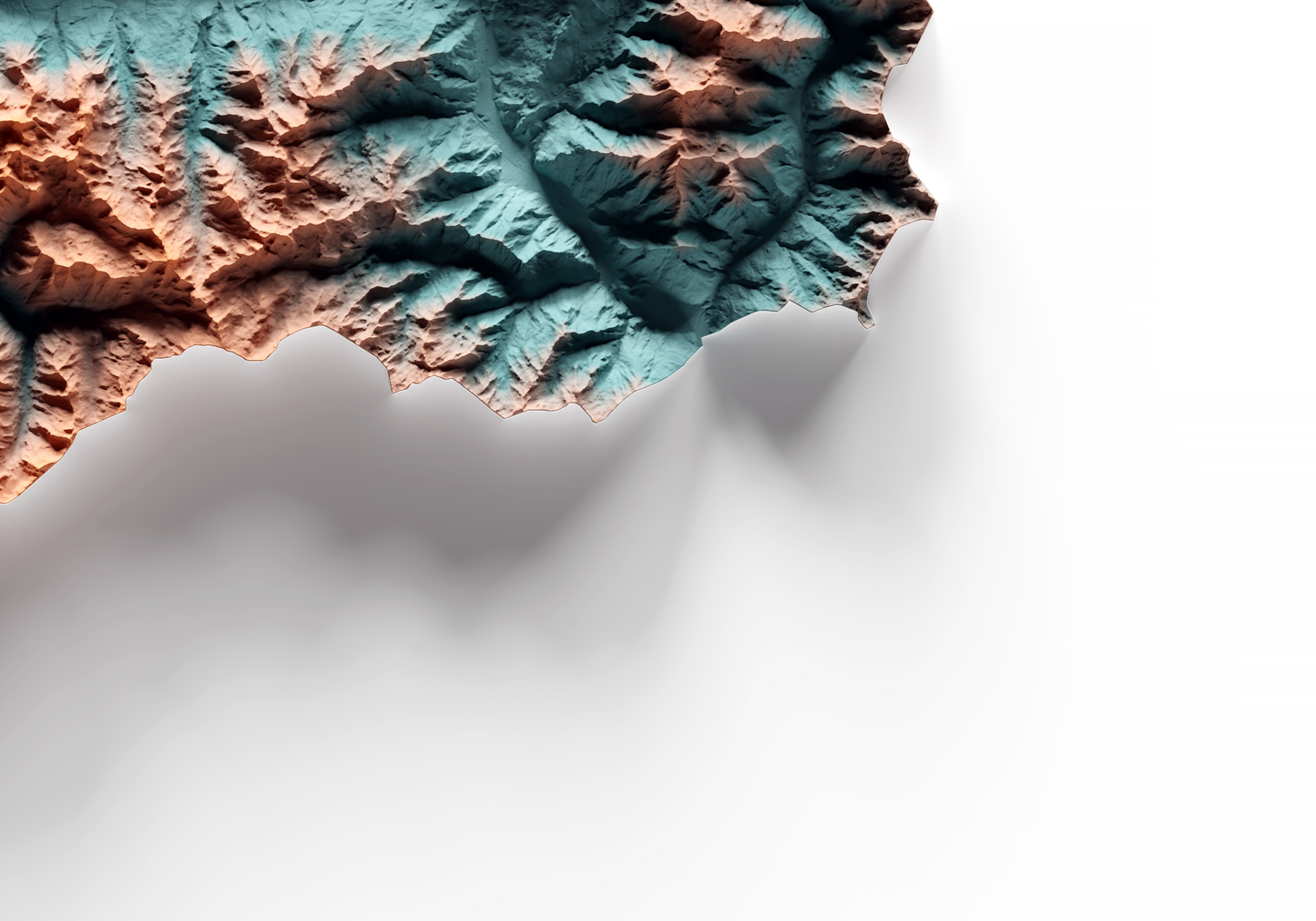 VALLE DE AOSTA. Mapa de relieve con contraste.