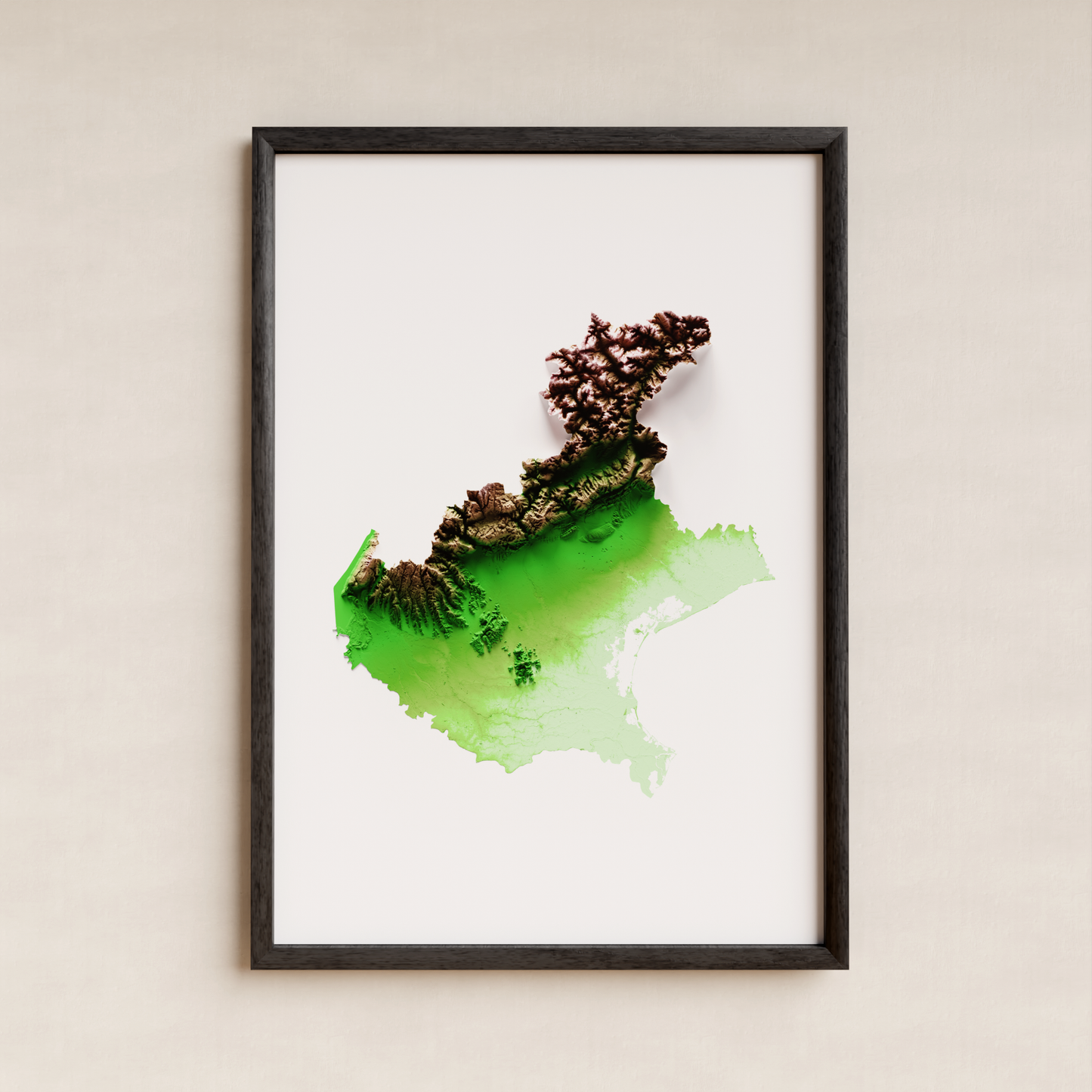 VÉNETO. Mapa de relieve clásico.