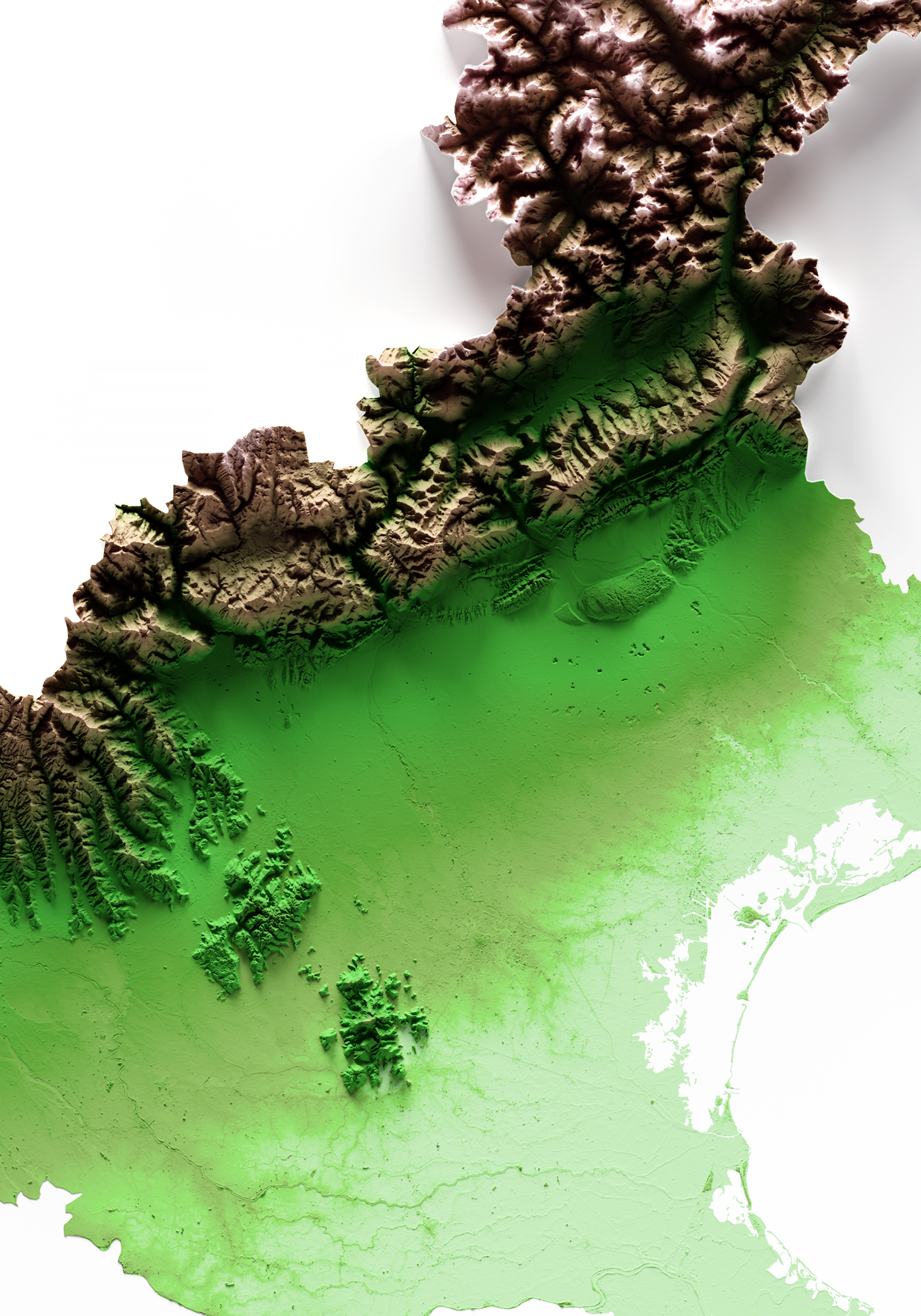 VÉNETO. Mapa de relieve clásico.