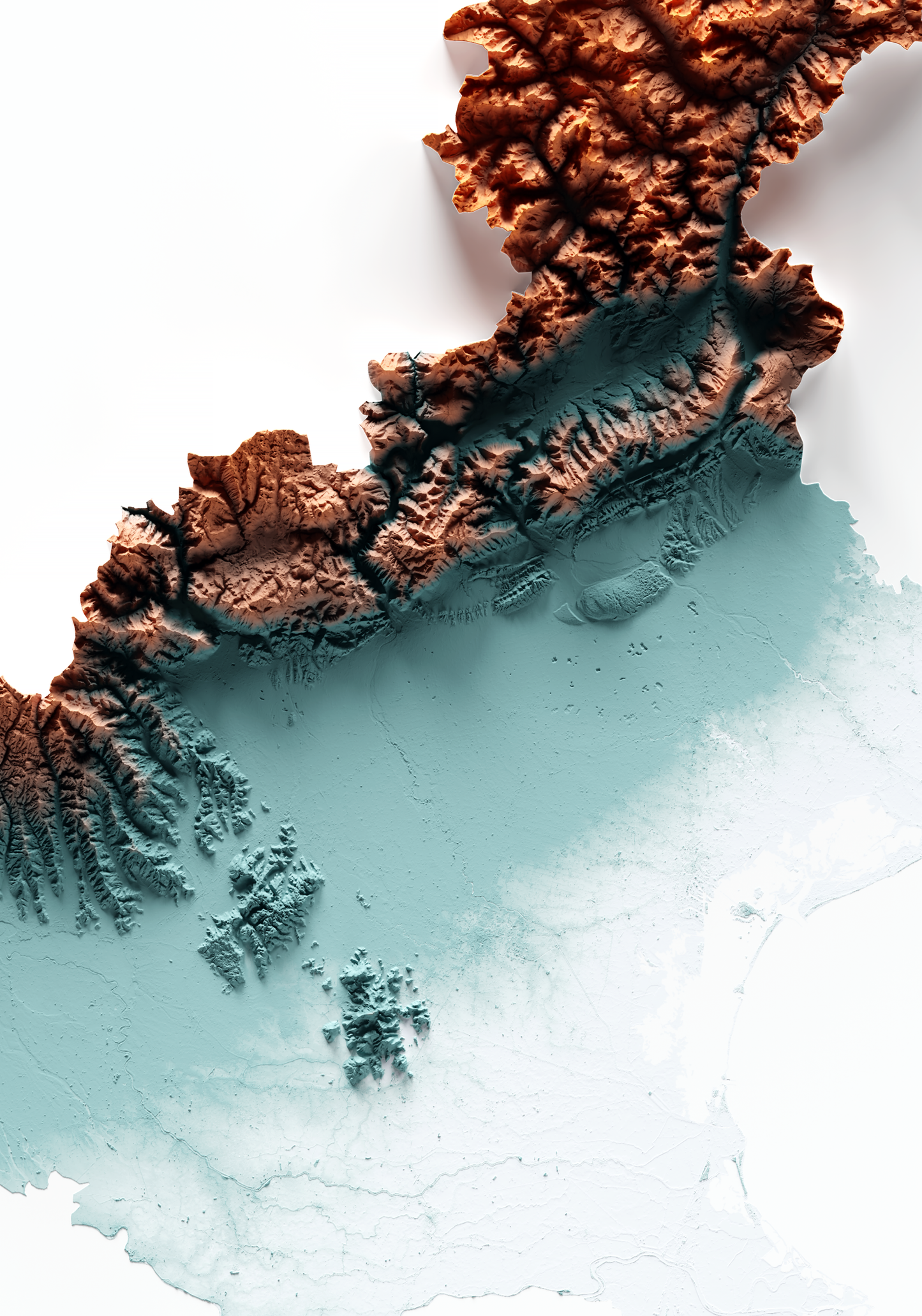 VÉNETO. Mapa de relieve con contraste.