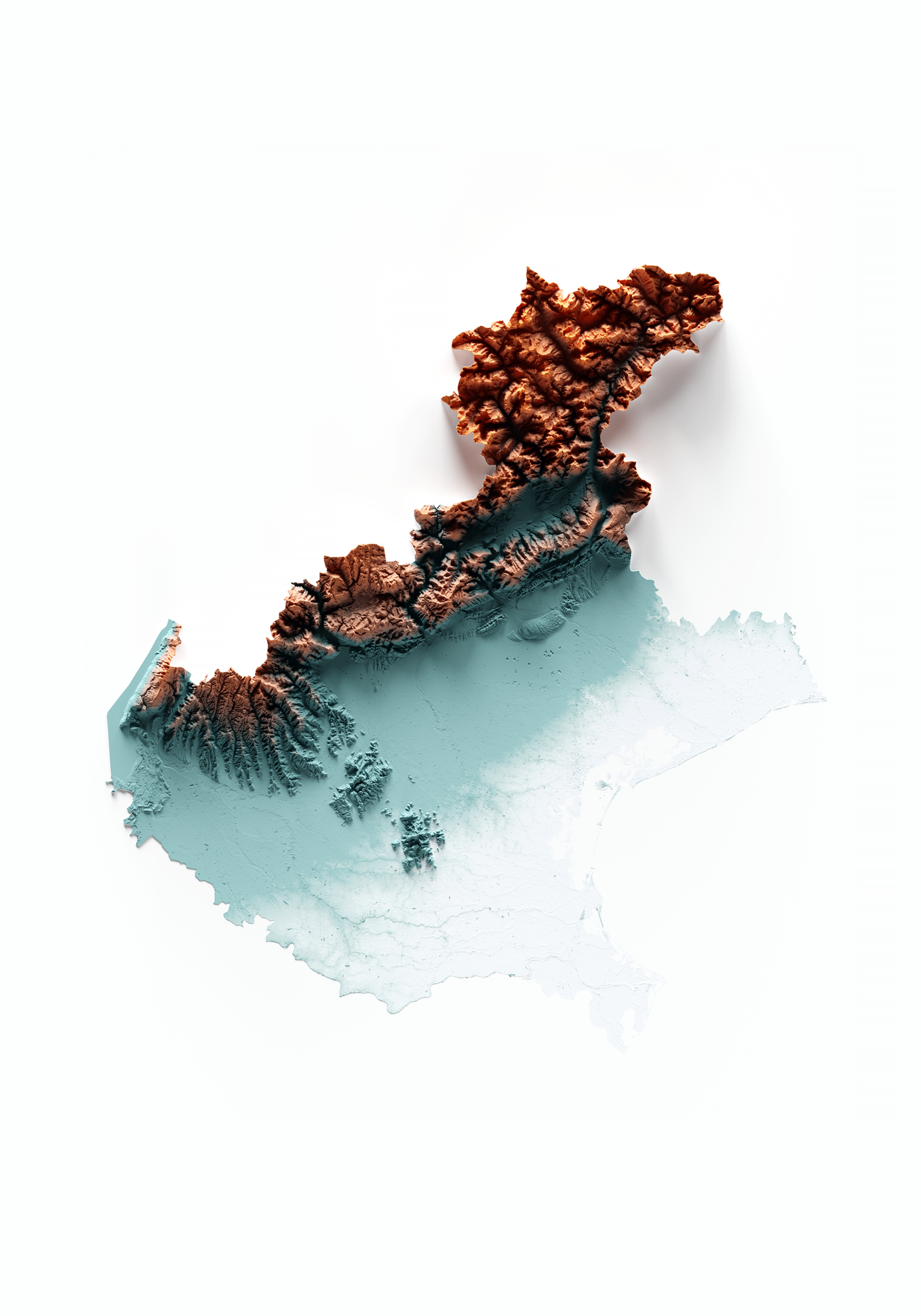 VÉNETO. Mapa de relieve con contraste.