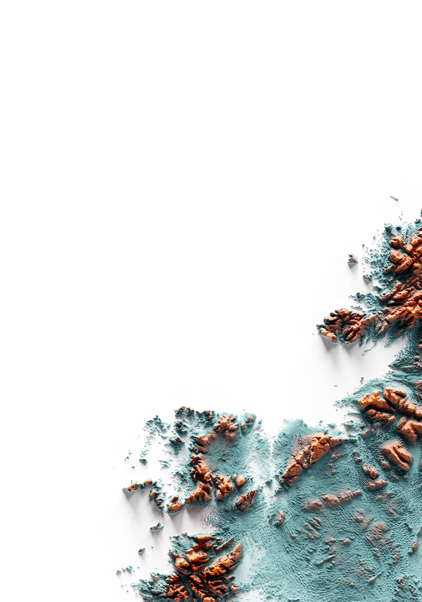 IRLANDA. Mapa de relieve con contraste.