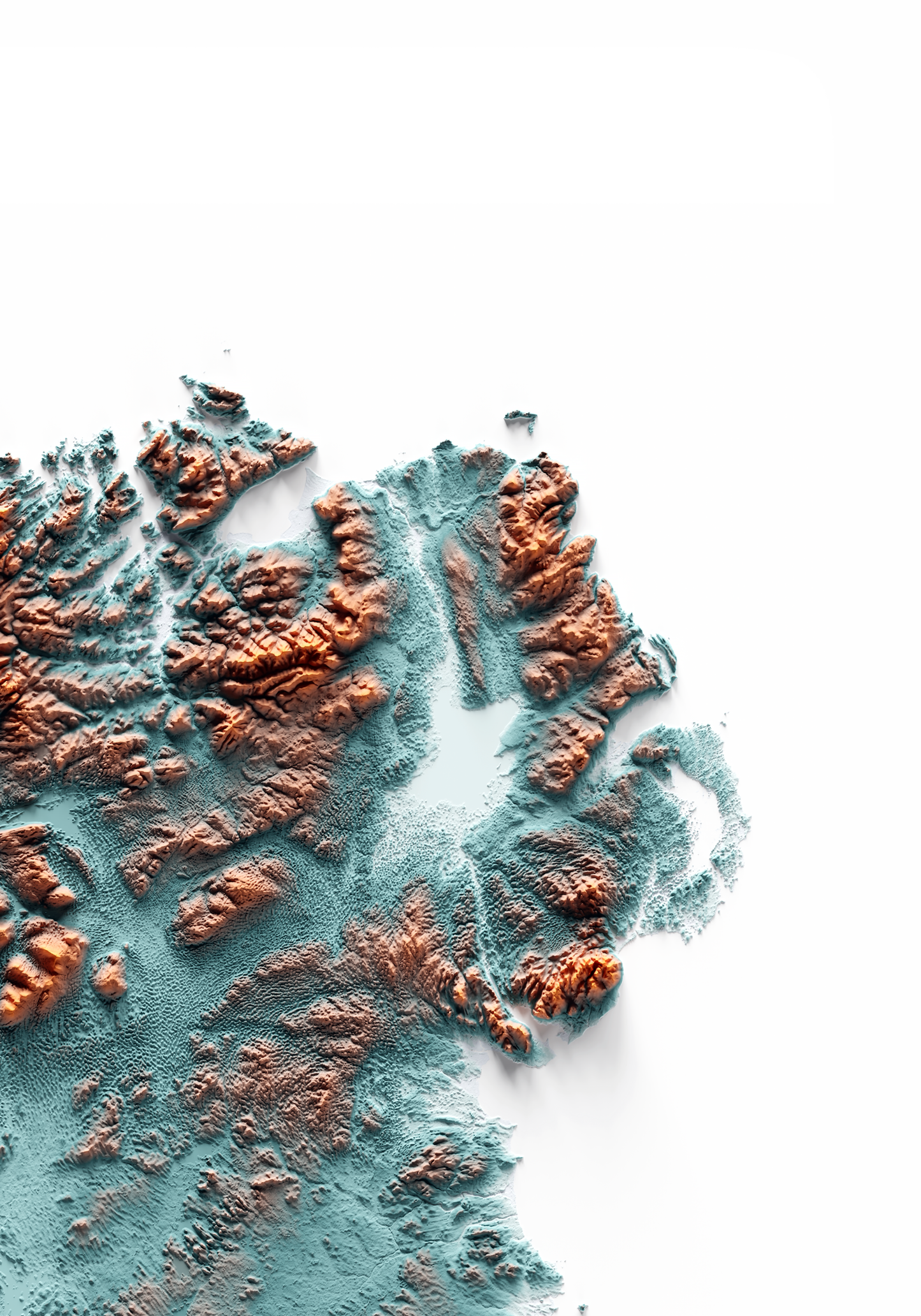 IRLANDA. Mapa de relieve con contraste.