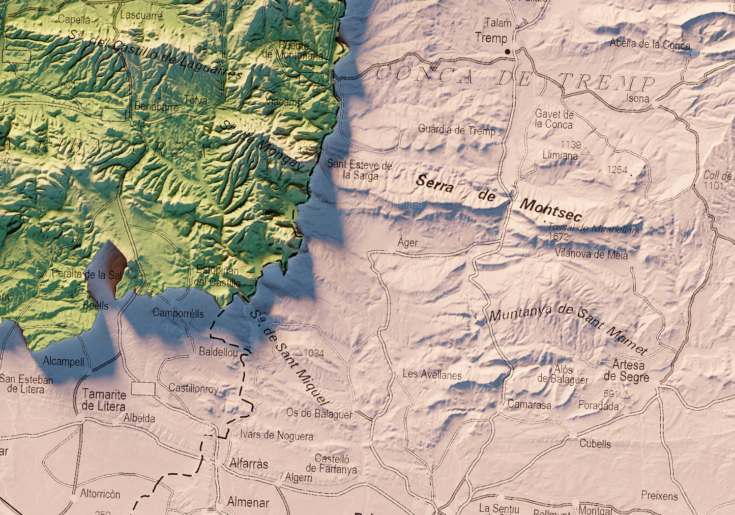 PIRINEO DE HUESCA. Mapa topográfico.