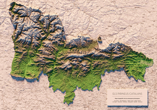 EL PIRINEU CATALÀ. Mapa topográfico.