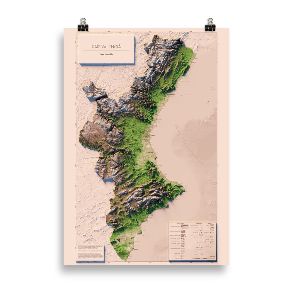 PAÍS VALENCIÀ. Mapa topográfico. Versió de l'ICV.