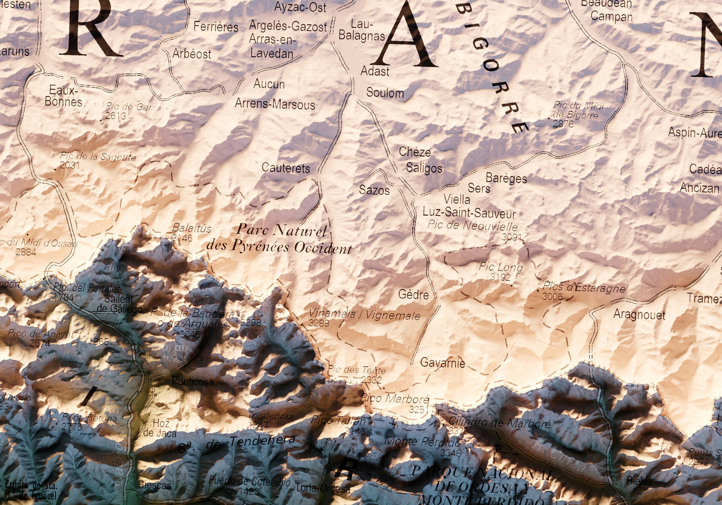 PIRINEO DE HUESCA. Mapa topográfico.