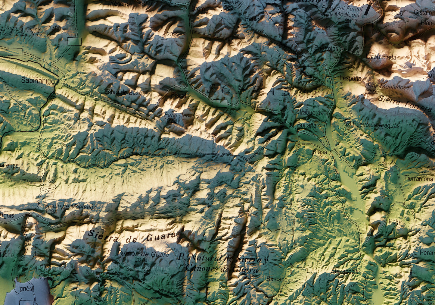 PIRINEO DE HUESCA. Mapa topográfico.
