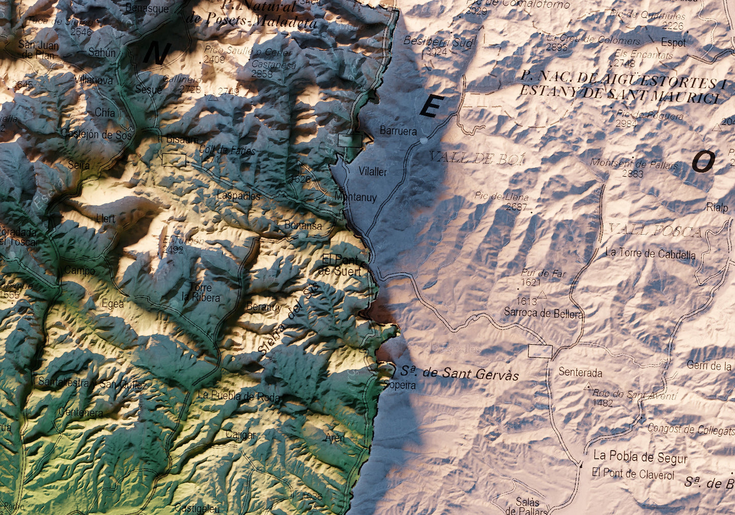 PIRINEO DE HUESCA. Mapa topográfico.