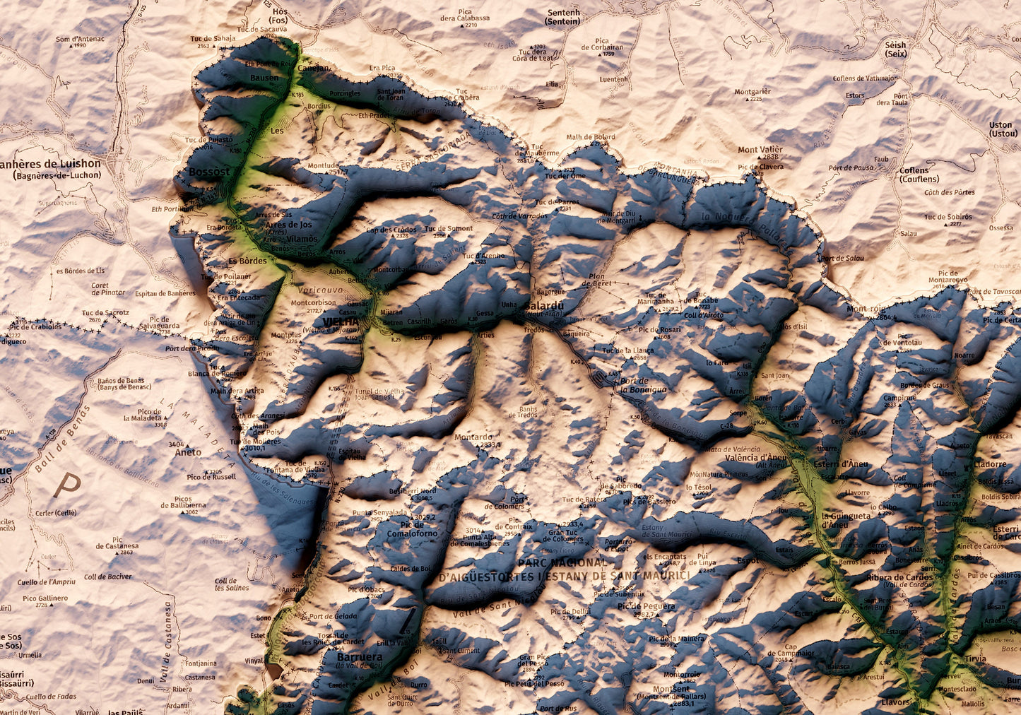 EL PIRINEU CATALÀ. Mapa topográfico.