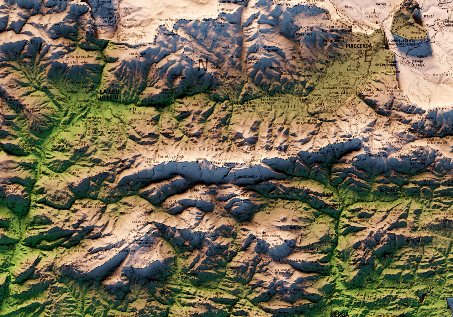 EL PIRINEU CATALÀ. Mapa topográfico.