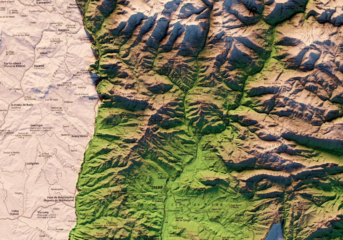 EL PIRINEU CATALÀ. Mapa topográfico.