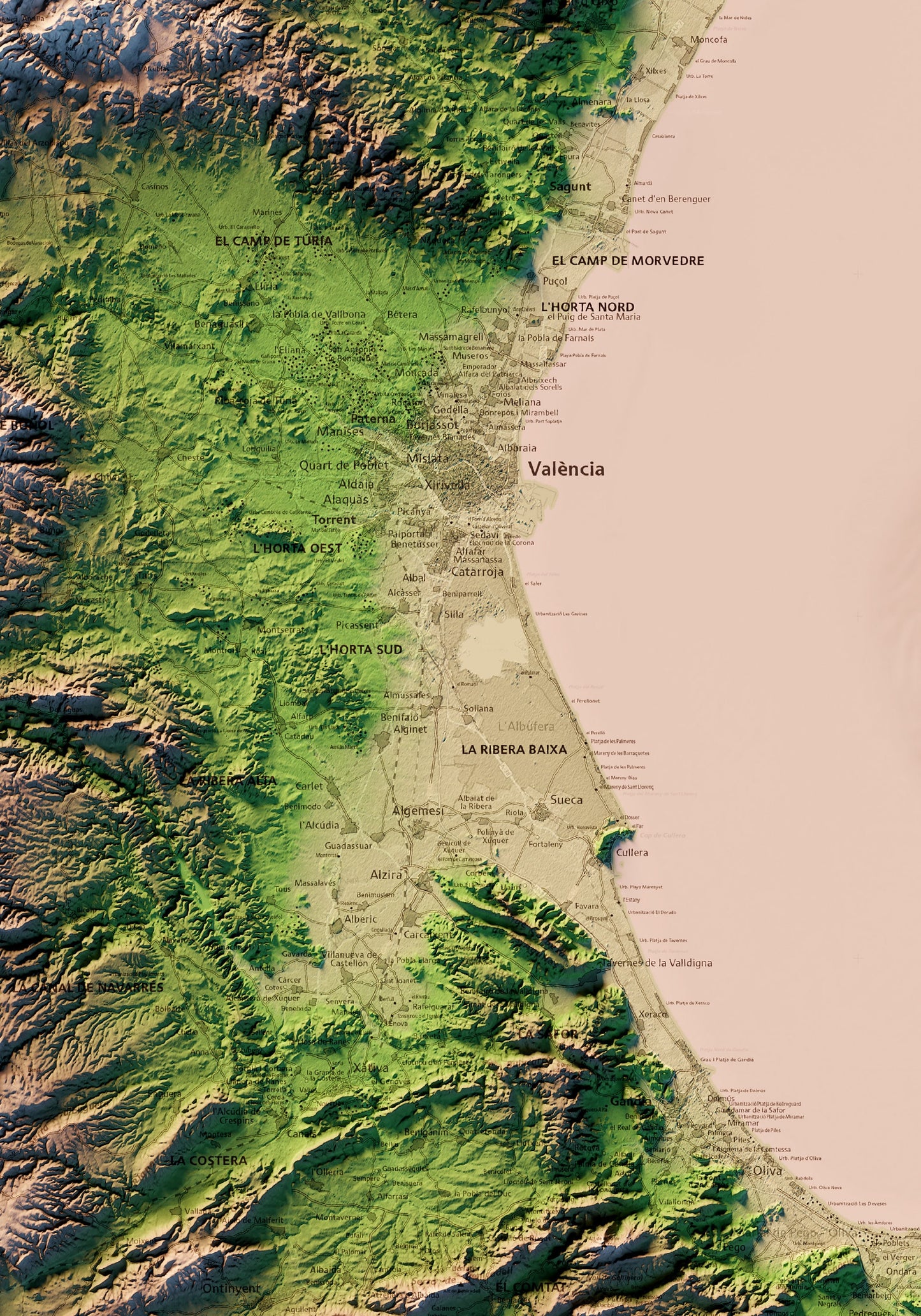 PAÍS VALENCIÀ. Mapa topográfico. Versió de l'ICV.