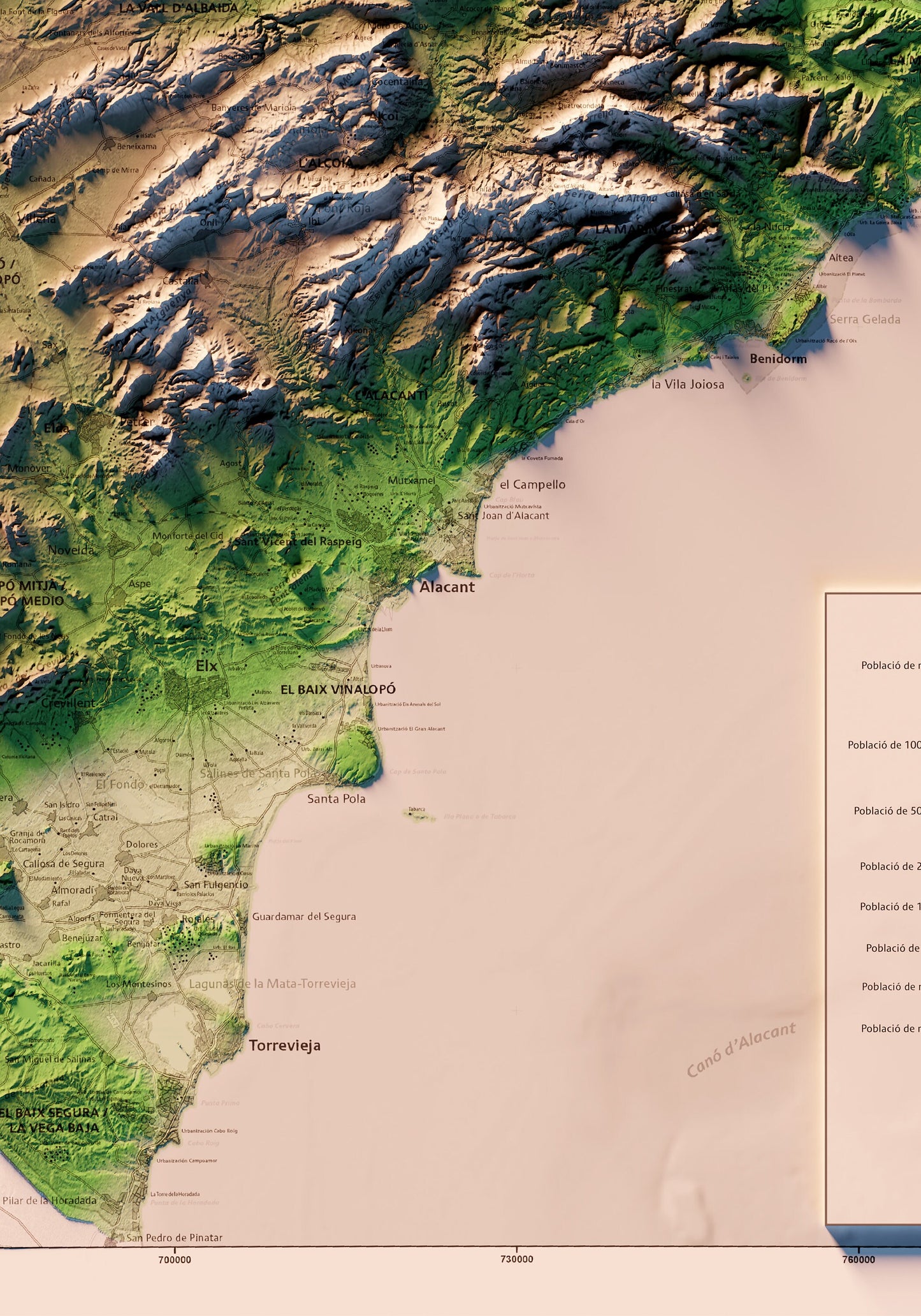 PAÍS VALENCIÀ. Mapa topográfico. Versió de l'ICV.