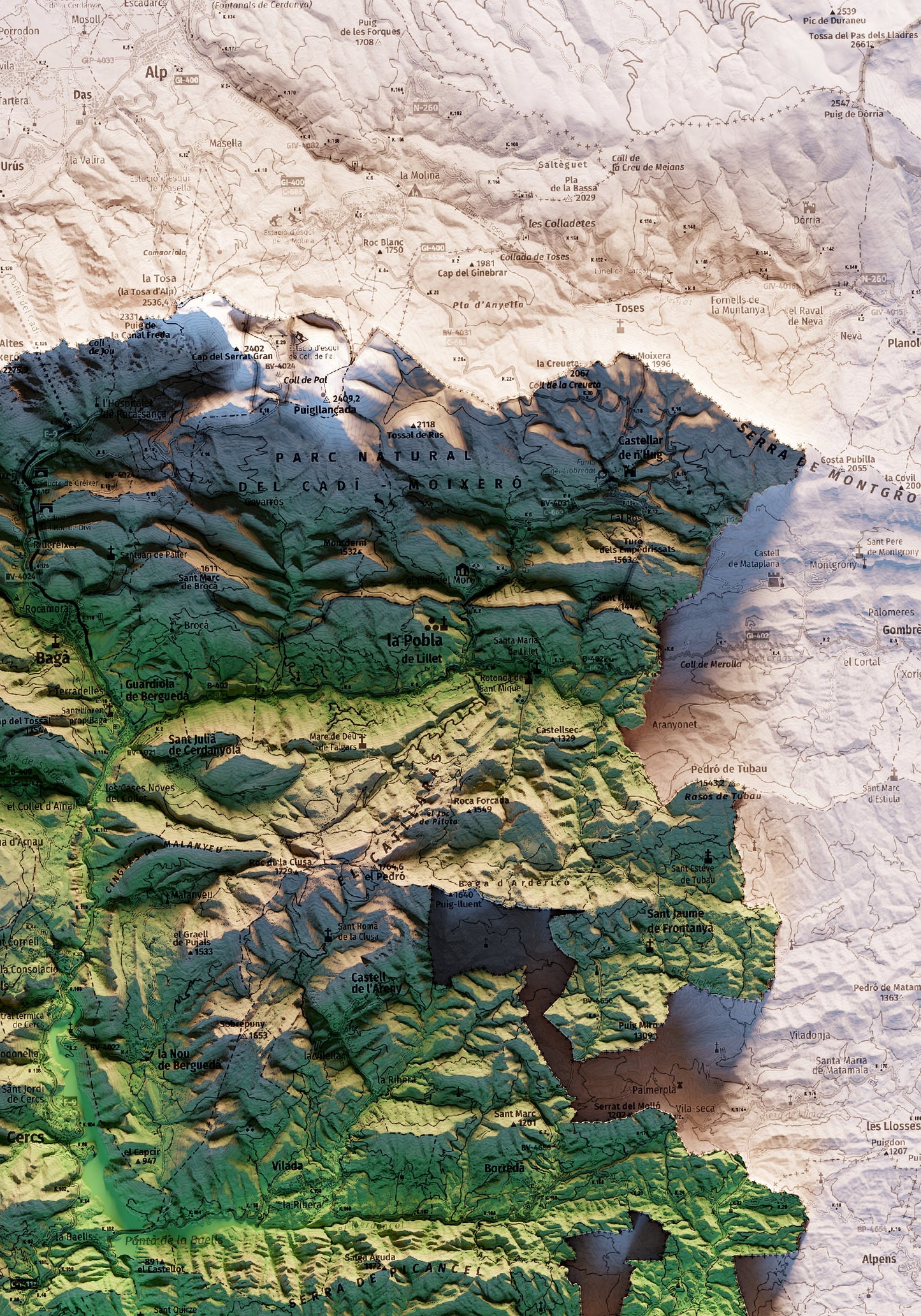 EL BERGUEDÀ. Mapa topográfico.