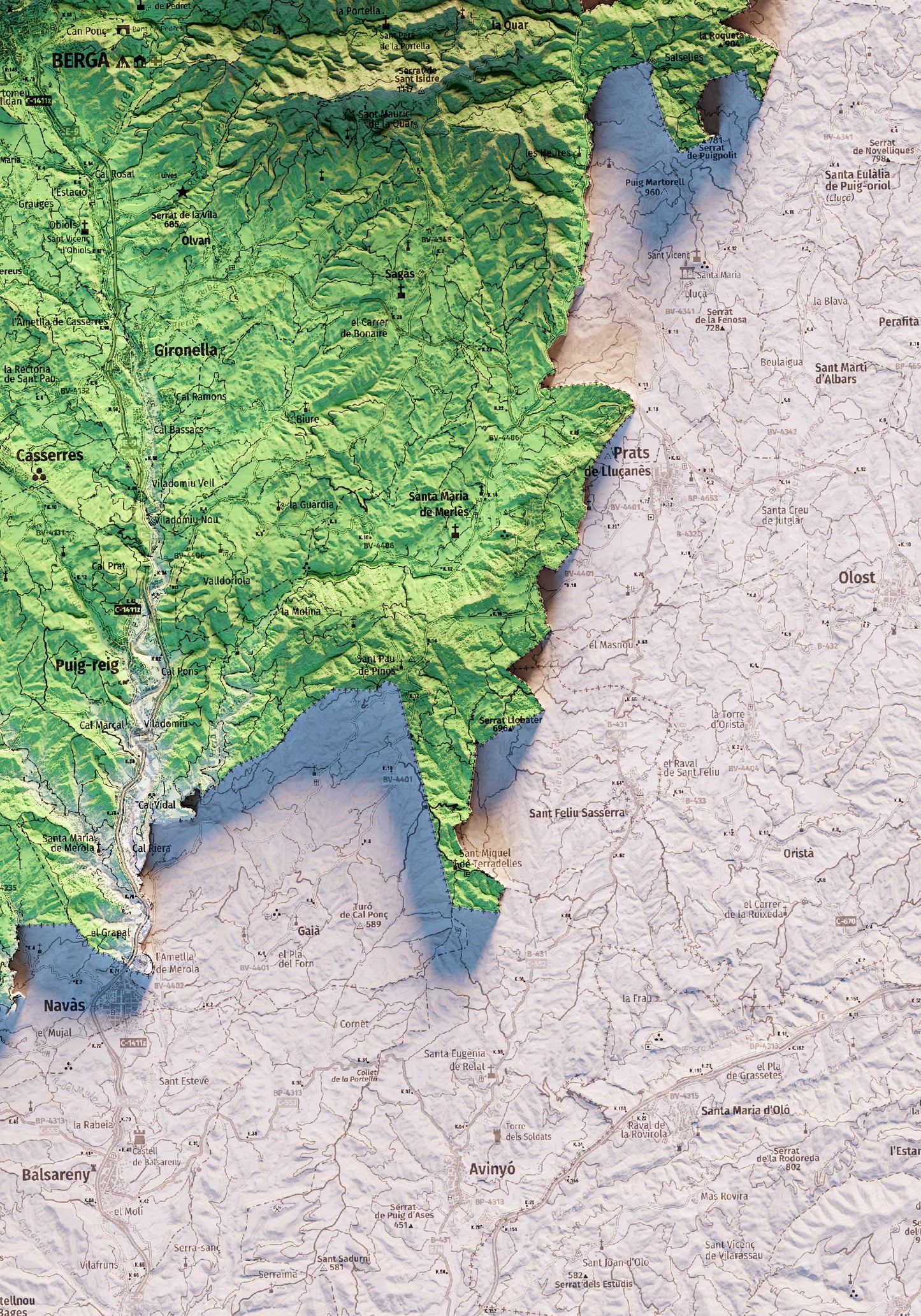 EL BERGUEDÀ. Mapa topográfico.