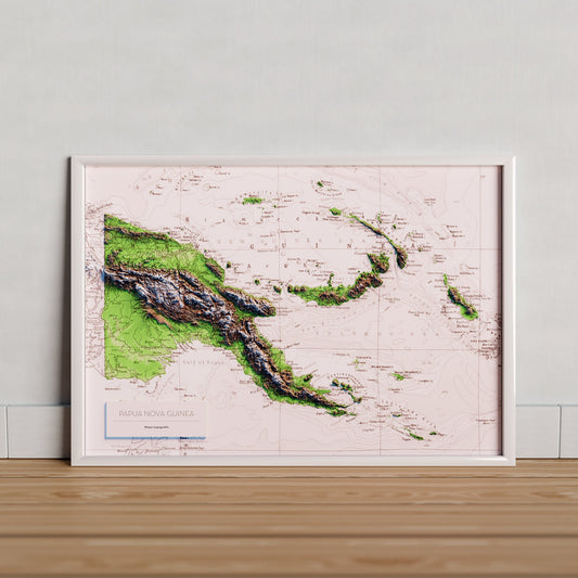 PAPUA NOVA GUINEA. Mapa topográfico vintage.