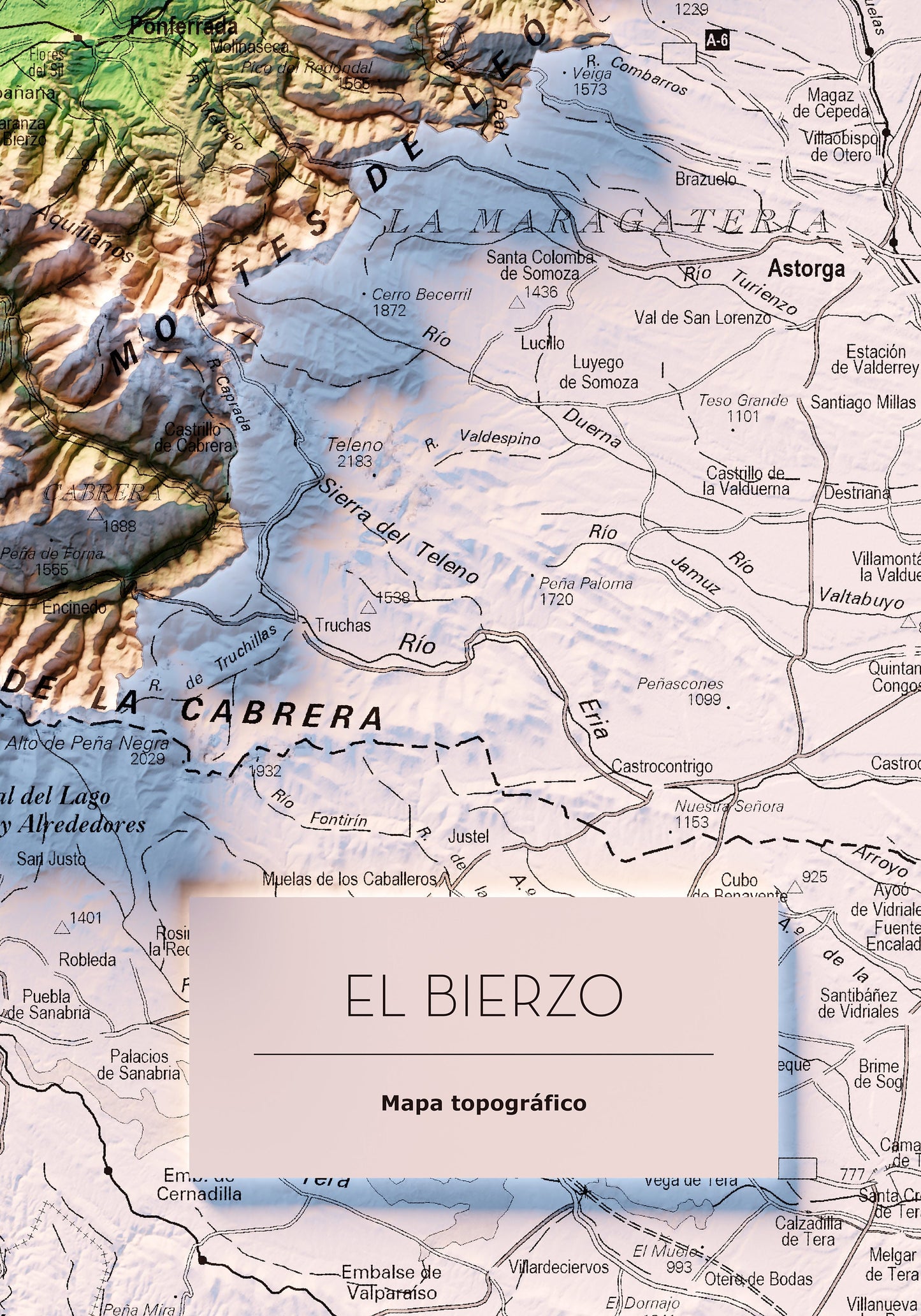 EL BIERZO. Mapa topográfico.
