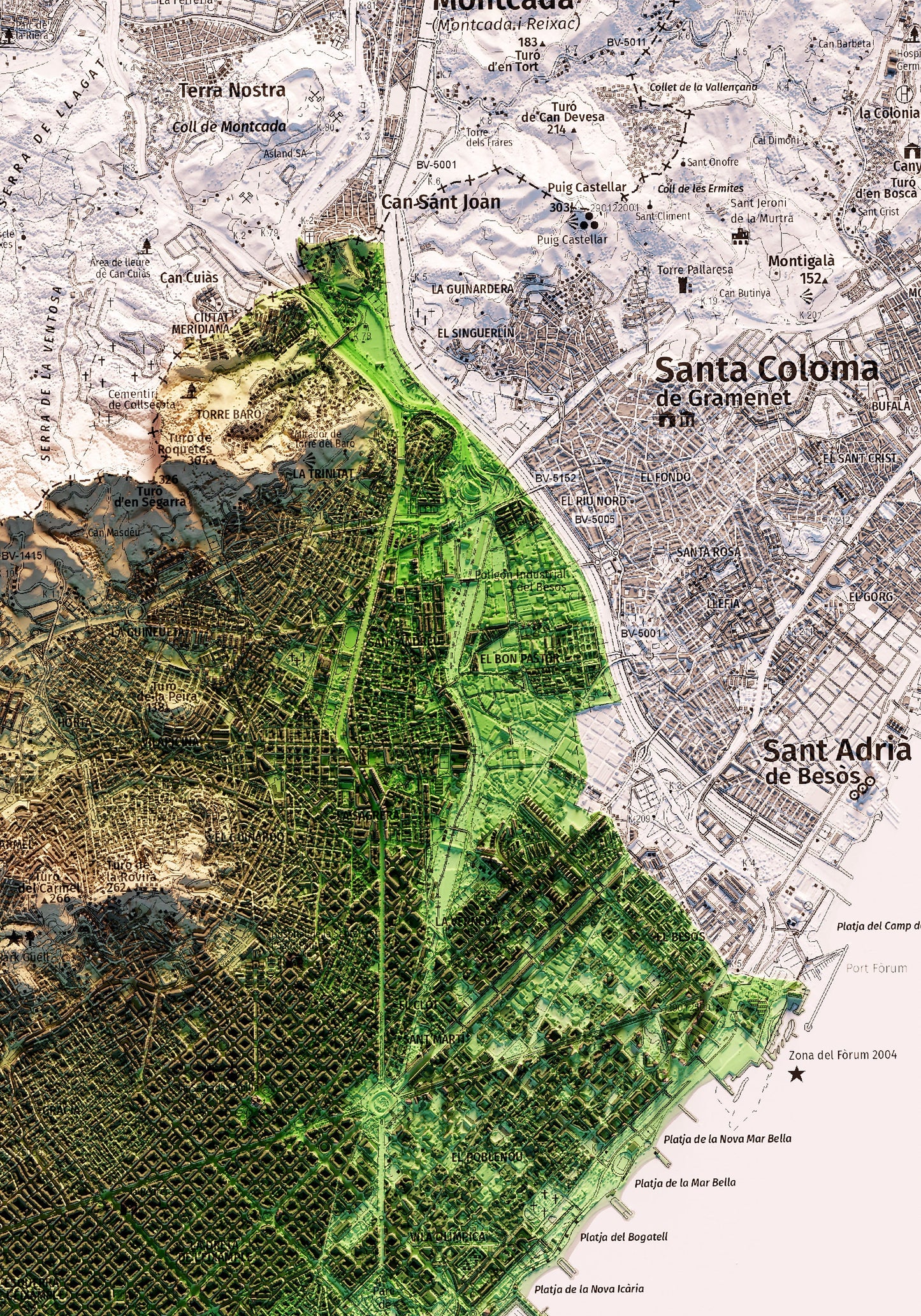 BARCELONA. Mapa topográfico.