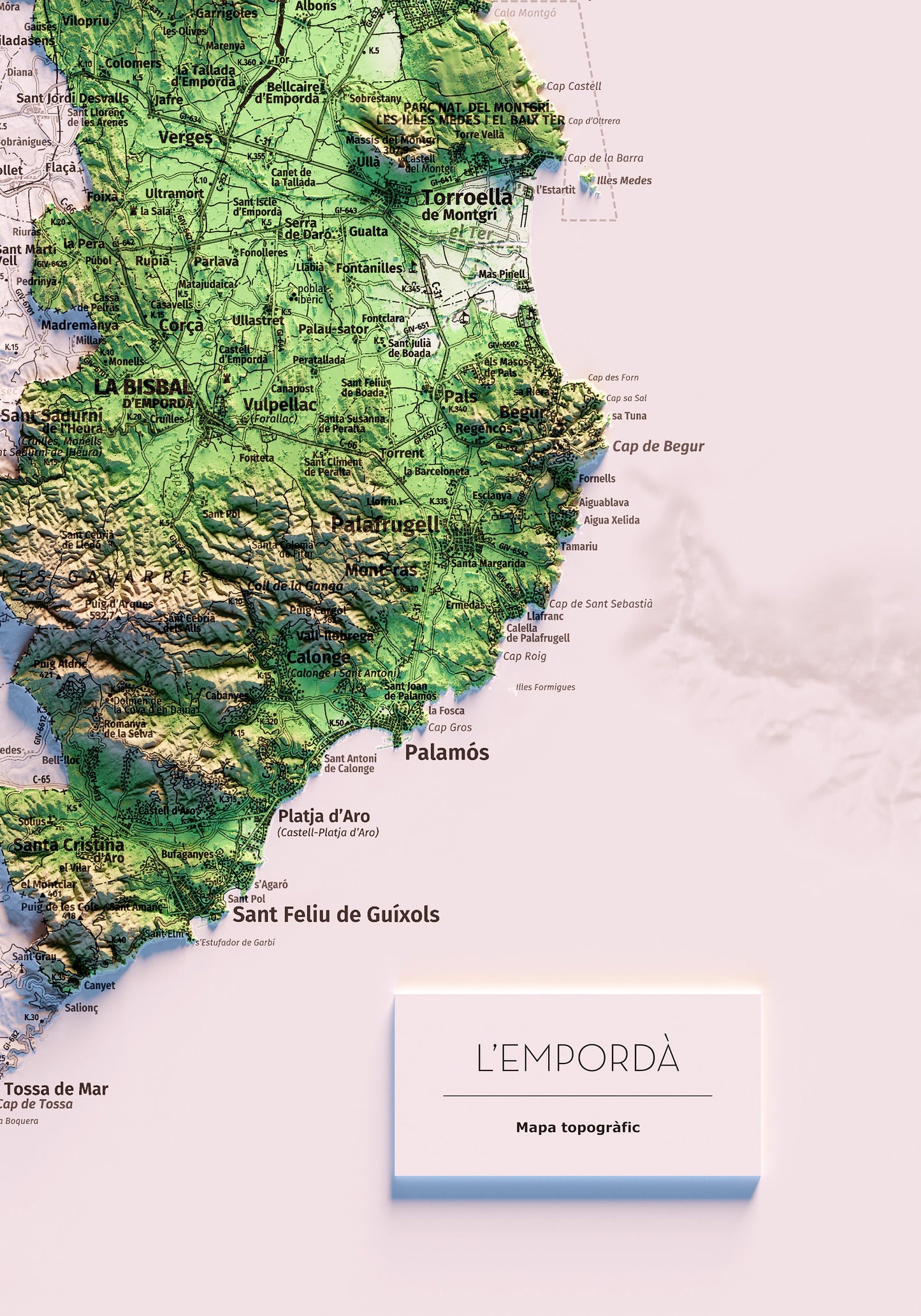 L'EMPORDÀ. Mapa topográfico.