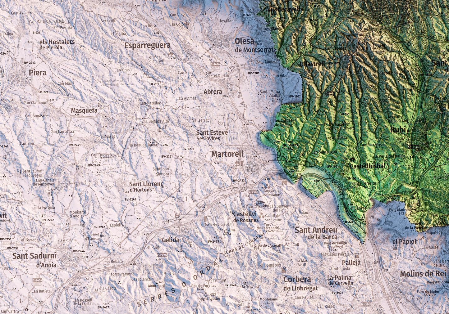 EL VALLÈS OCCIDENTAL. Mapa topográfico.