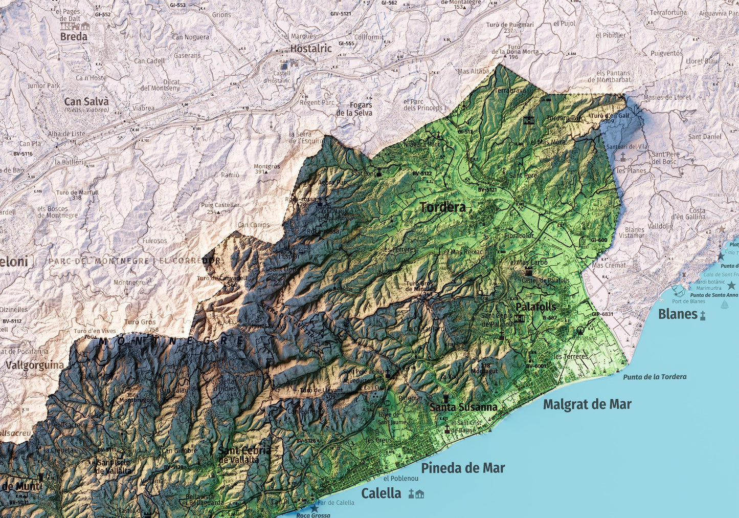 EL MARESME. Mapa topográfico.