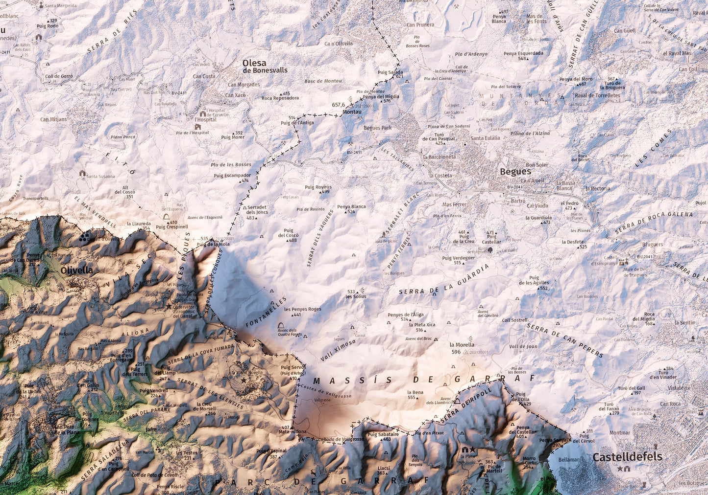 EL GARRAF. Mapa topográfico.