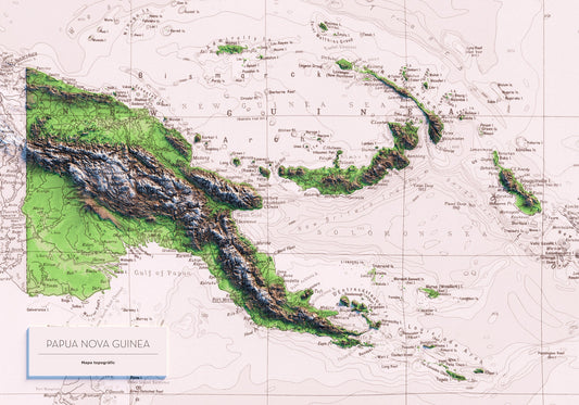 PAPUA NOVA GUINEA. Mapa topográfico vintage.