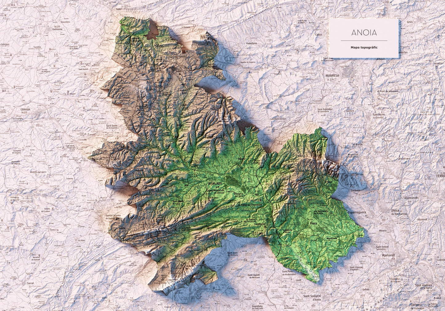 L'ANOIA. Mapa topográfico.