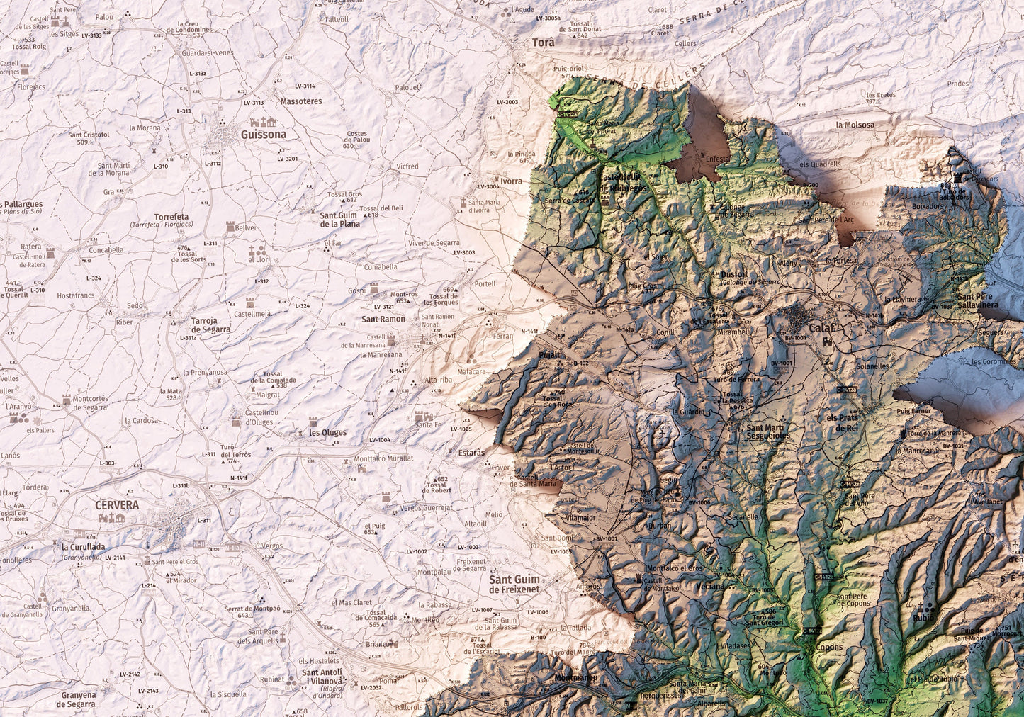 L'ANOIA. Mapa topográfico.