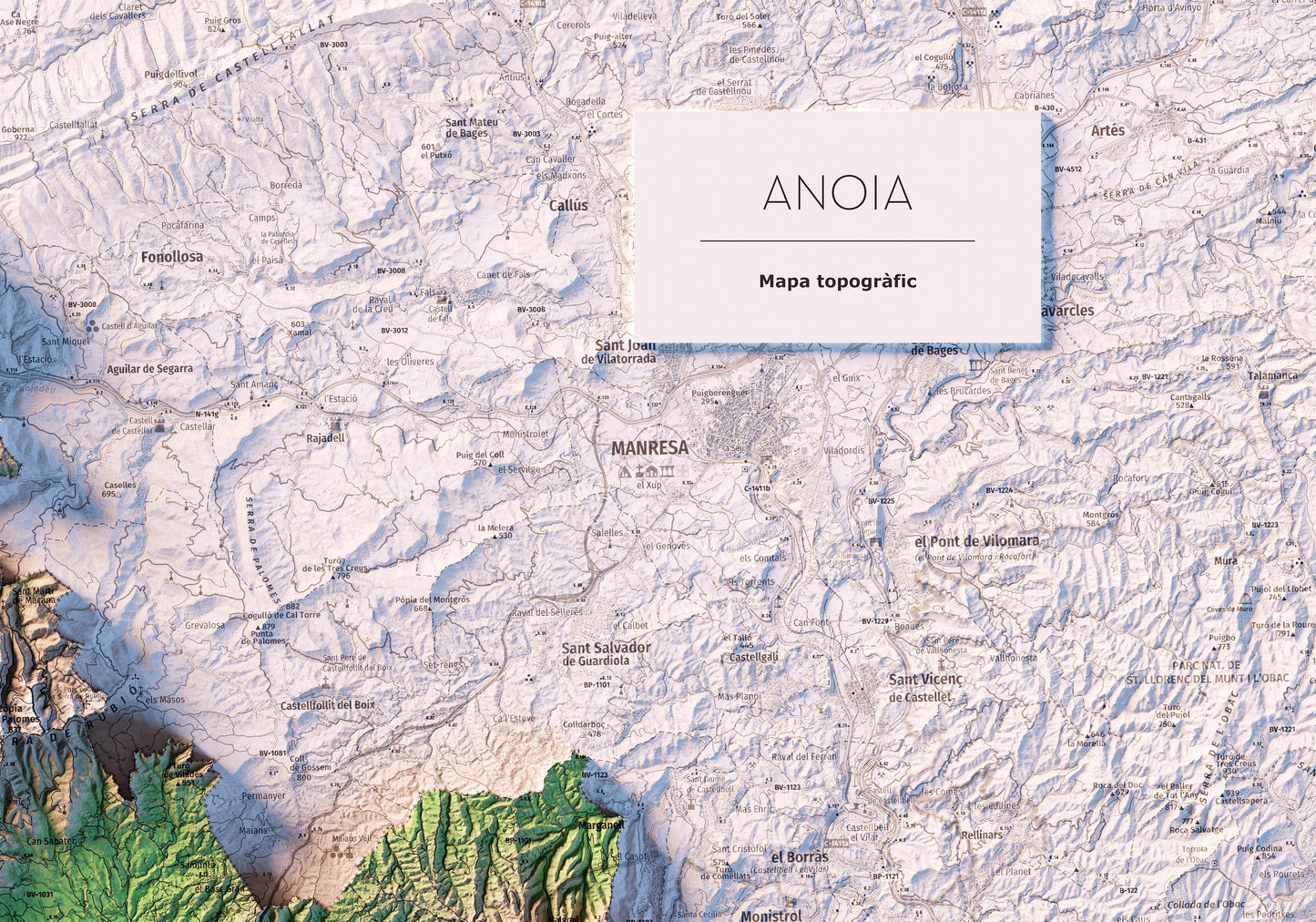 L'ANOIA. Mapa topográfico.