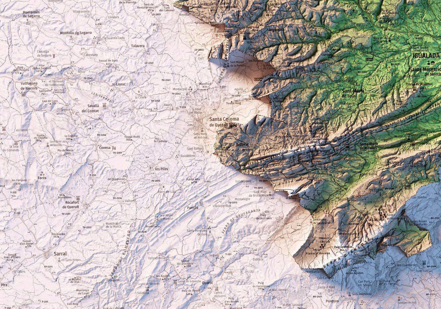 L'ANOIA. Mapa topográfico.