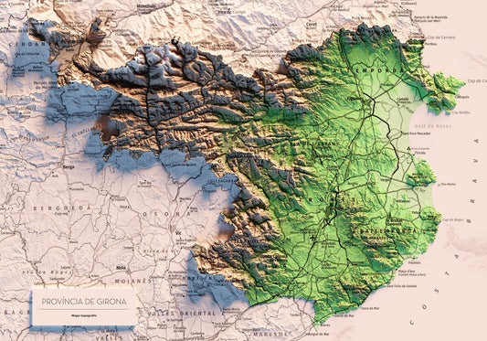 PROVÍNCIA DE GIRONA. Mapa topográfico.