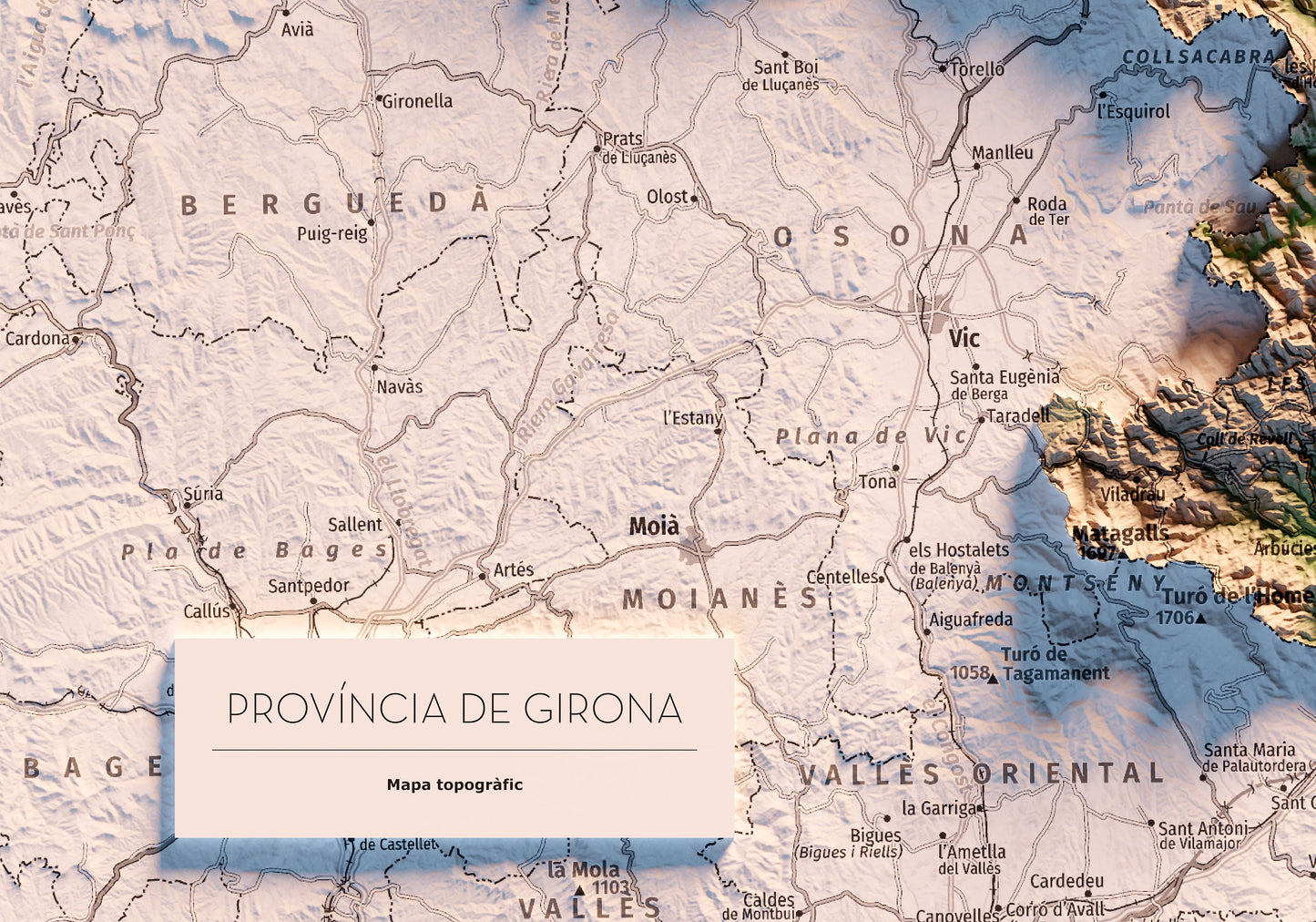 PROVÍNCIA DE GIRONA. Mapa topográfico.