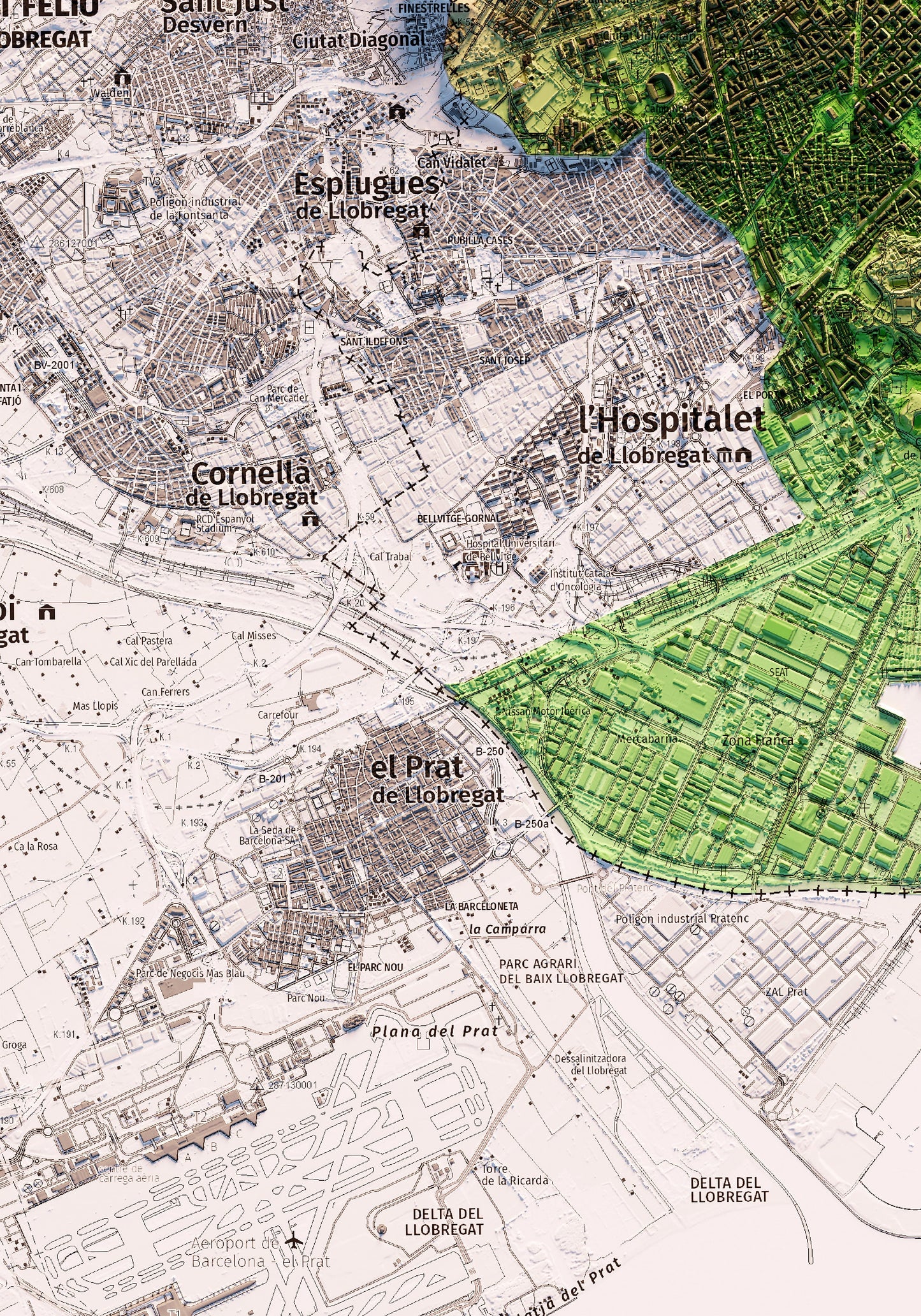 BARCELONA. Mapa topográfico.