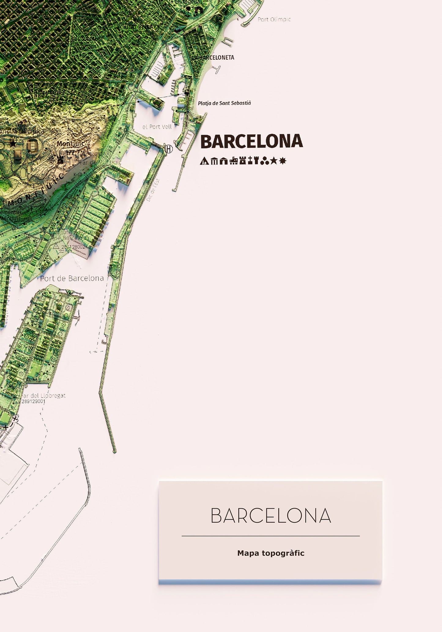 BARCELONA. Mapa topográfico.