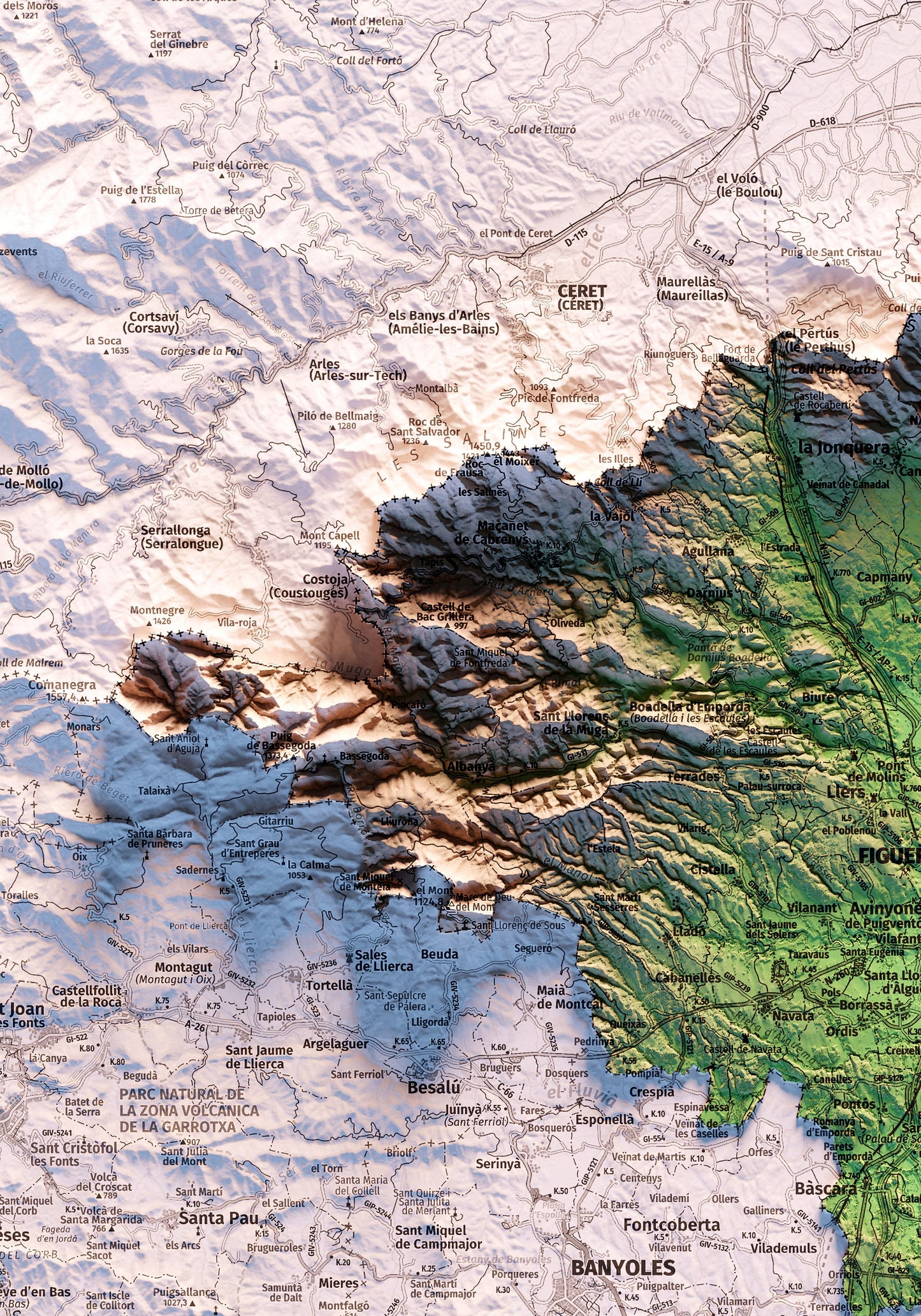 L'EMPORDÀ. Mapa topográfico.